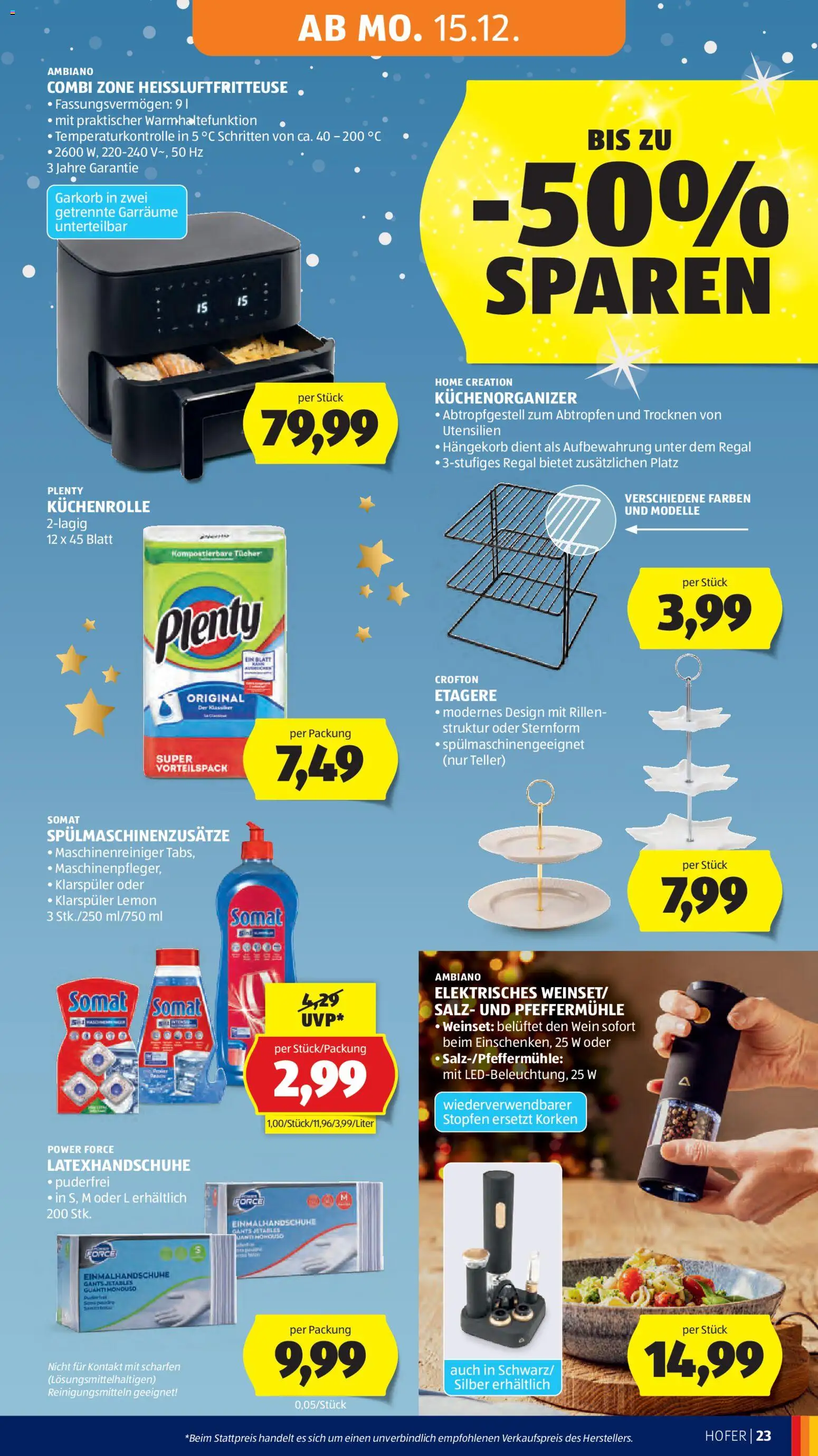 Hofer Flugblatt gültig ab 12.12.2025 | Seite: 35 | Produkte: Klarspüler, Salz, Regal, Wein