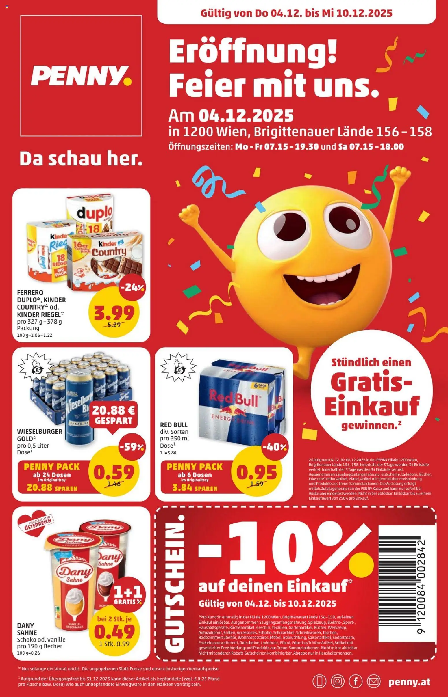 Penny Markt - Eröffnung in 1200 Wien gültig ab 04.12.2025 | Seite: 1 | Produkte: Sahne