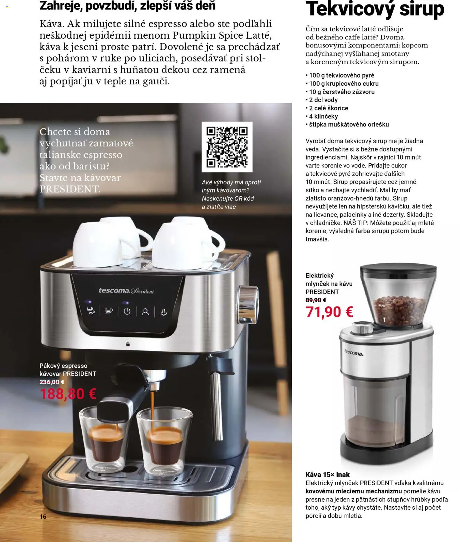 Nové TESCOMA akcie – leták je platný od 01.11.2025 | Strana: 16 | Produkty: Stôl, Kávovar, Cukor, Mlynček