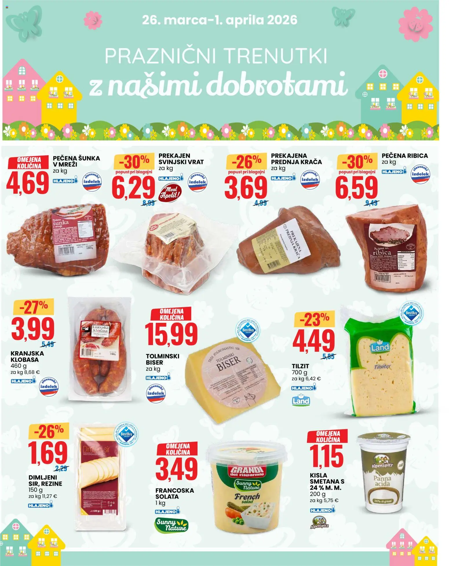 Novi Eurospin katalog ponudbe – veljaven od 26.03.2026 | Stran: 2 | Izdelki: Sir, Sunka, Kisla smetana, Smetana