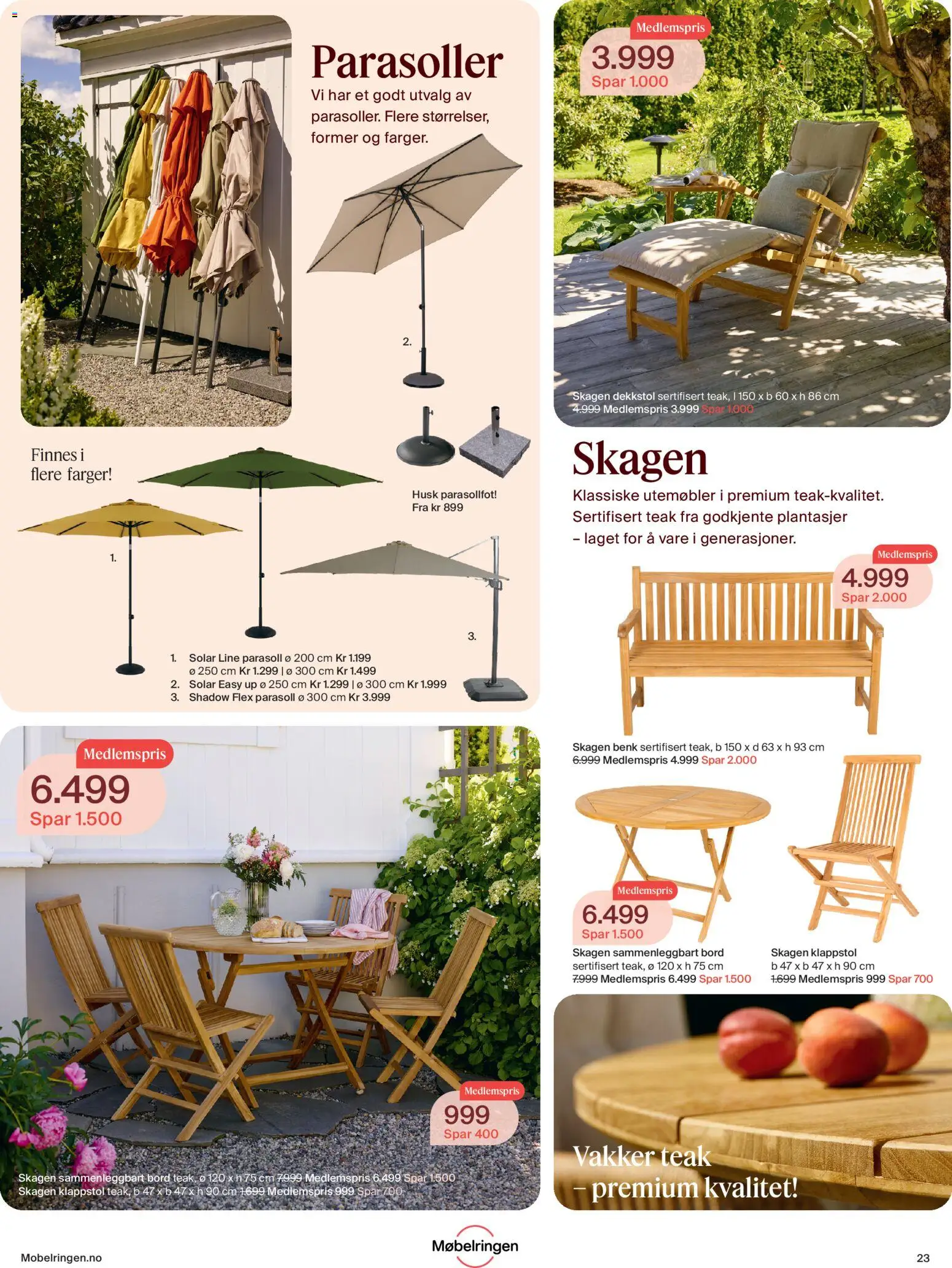 {H1} | Side: 23 | Produkter: Benk, Parasoll, Bord, Klappstol