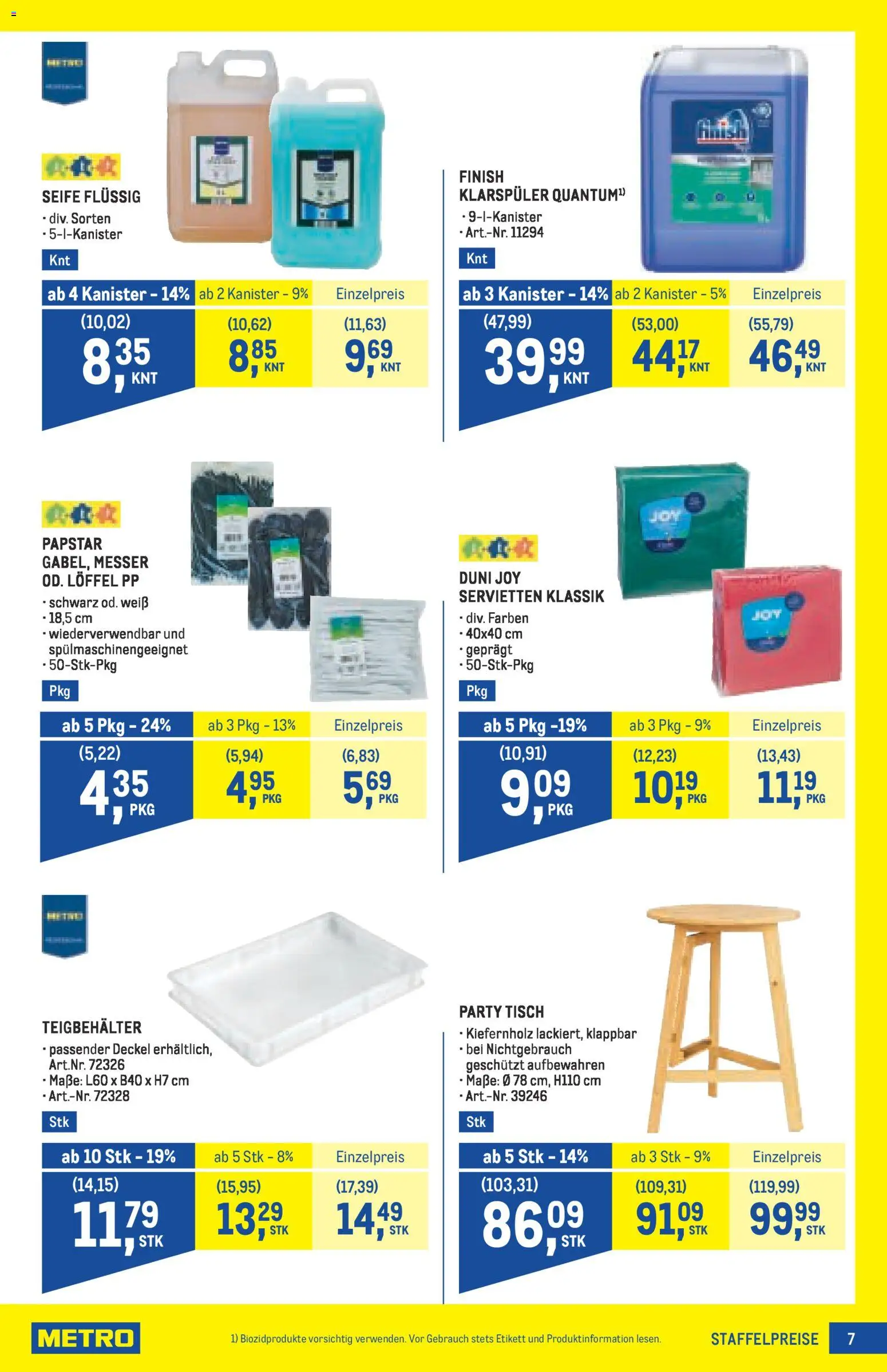 Metro angebote Profi gültig ab 30.04.2026 | Seite: 7 | Produkte: Klarspüler, Tisch, Seife