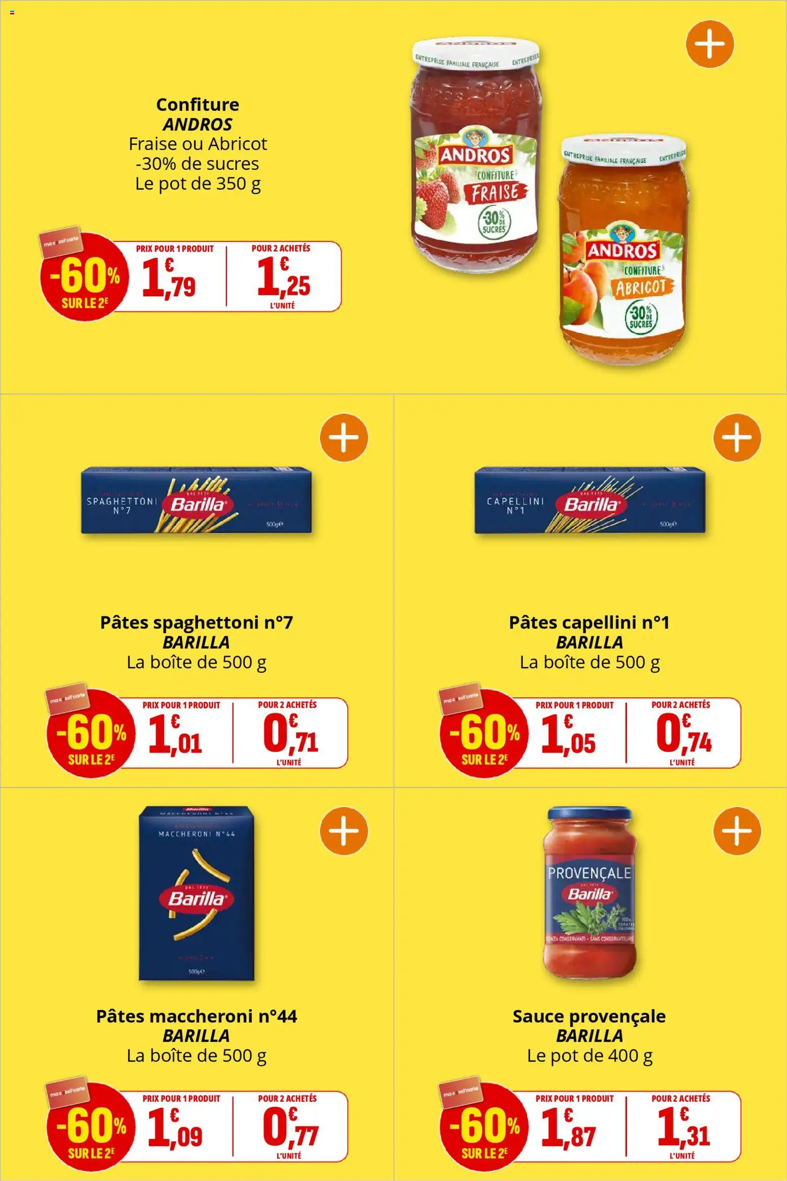 {H1} | Page: 5 | Produits: Abricot, Fraise, Pâtes