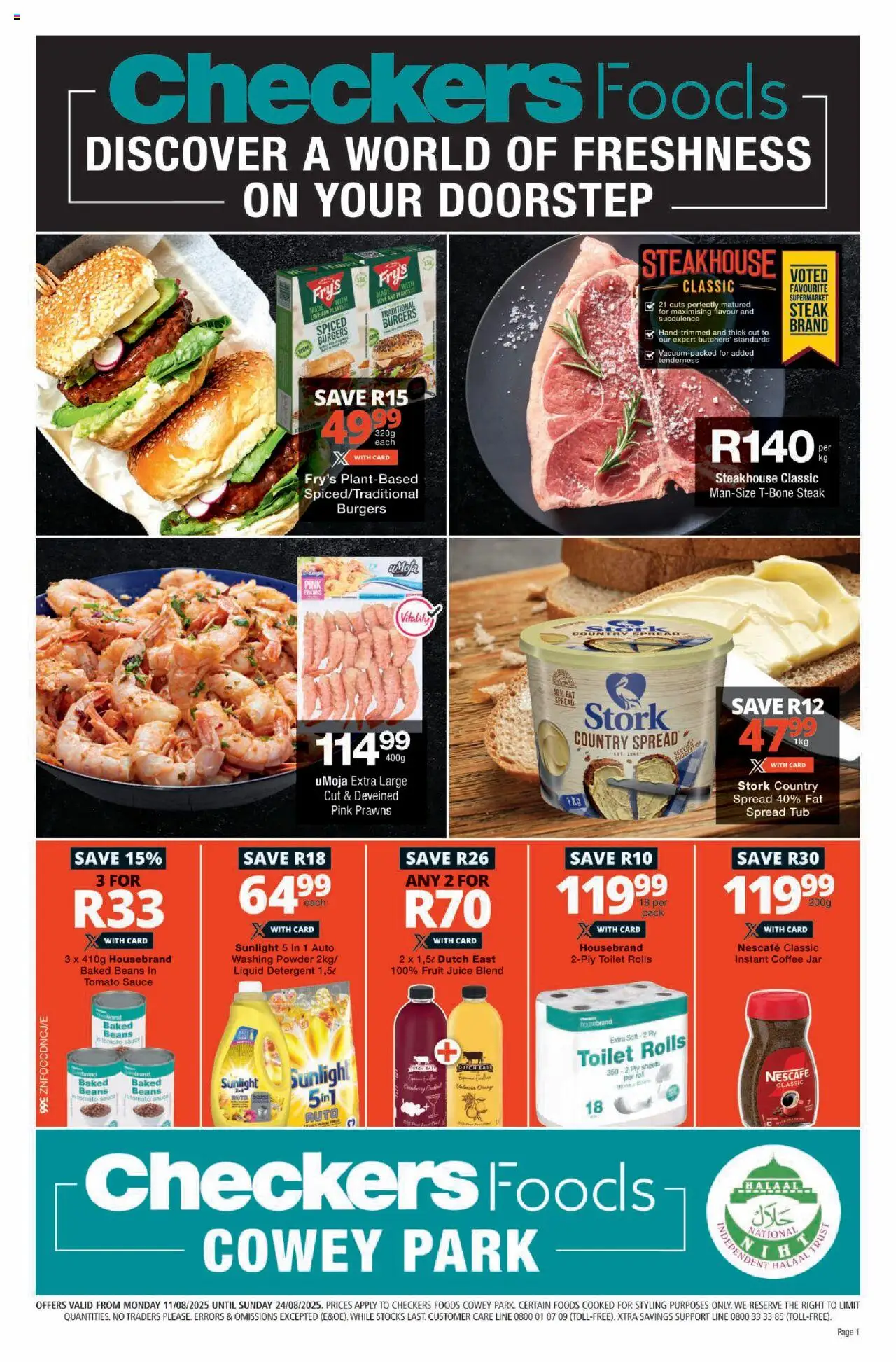 Checkers KwaZulu-Natal - Foods Cowey Park August Mid-Month Promotion │ valid from 11.08.2025 | Page: 1 | Products: Soup, Fat spread, Washing powder, Fry's