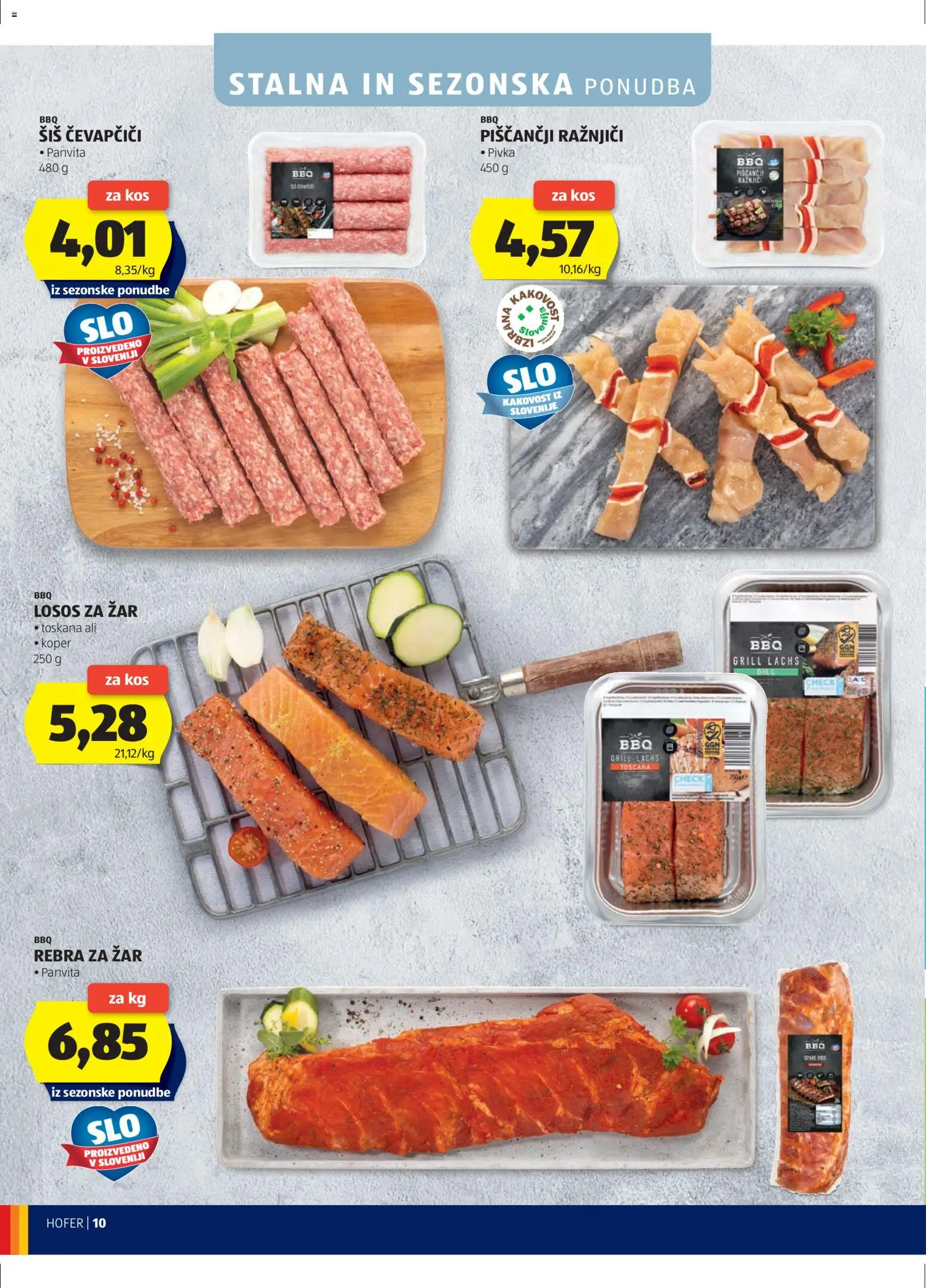 Hofer SI katalog | vrijedi od 22.04.2026 | Stranica: 10 | Proizvodi: Losos, Ćevapčići