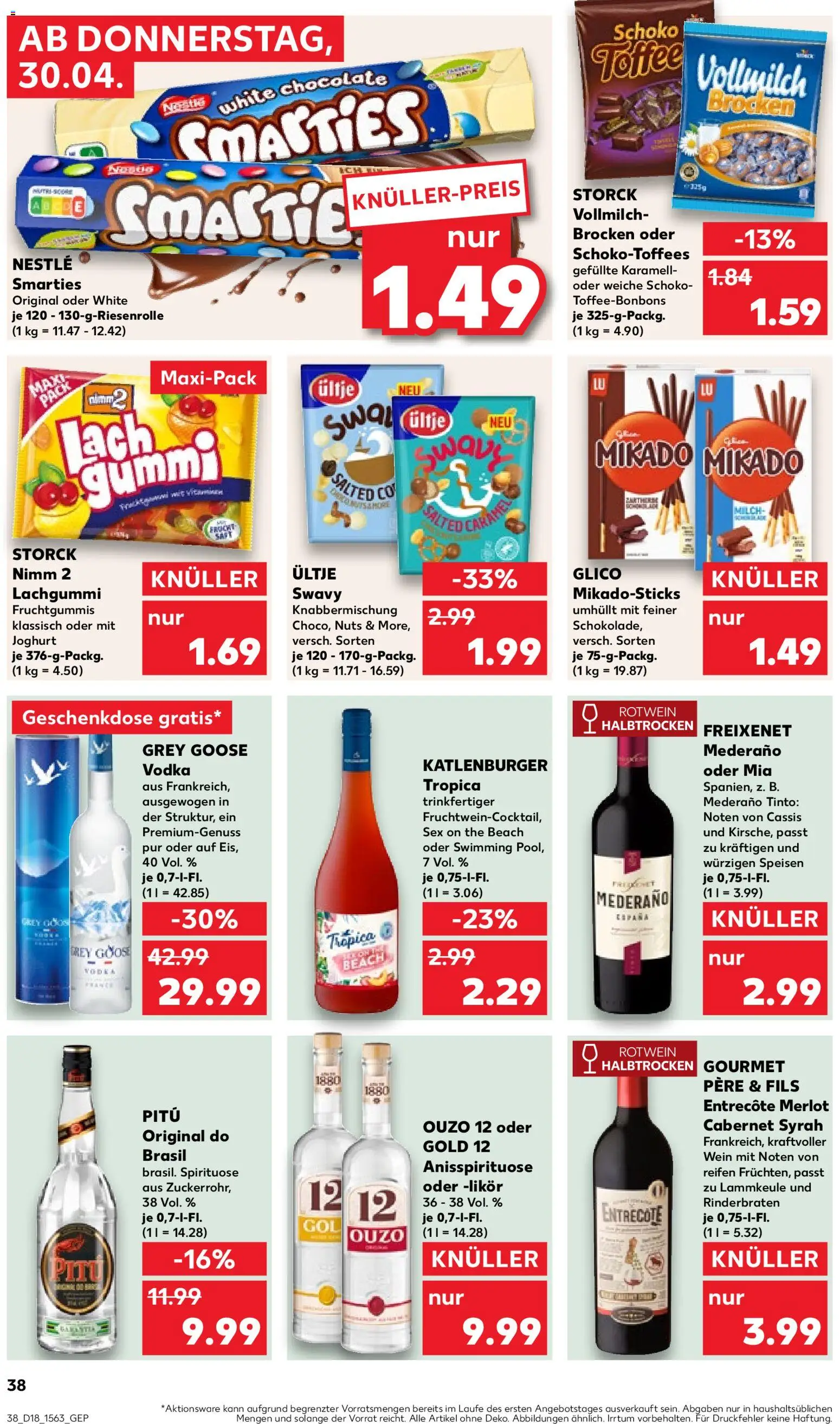 Kaufland Prospekt Kiel	 – gültig ab 30.04.2026 | Seite: 38 | Produkte: Lammkeule, Likör, Entrecote, Wein