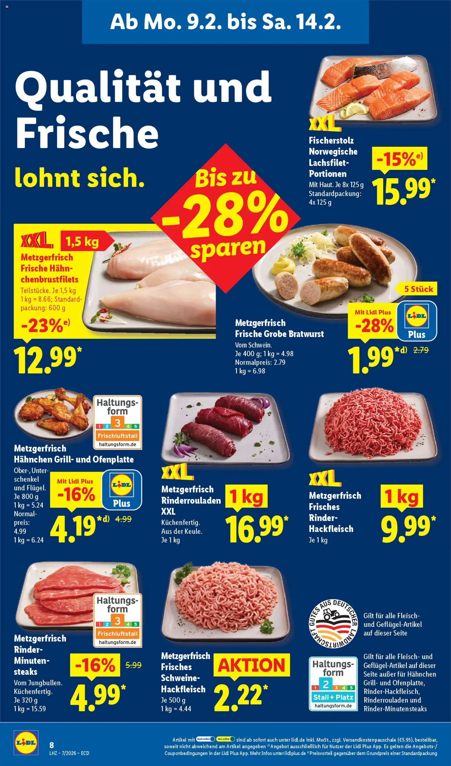 Lidl - Prospekt – gültig ab 09.02.2026 | Seite: 16 | Produkte: Rinderrouladen, Grill, Hahnchen, Hackfleisch