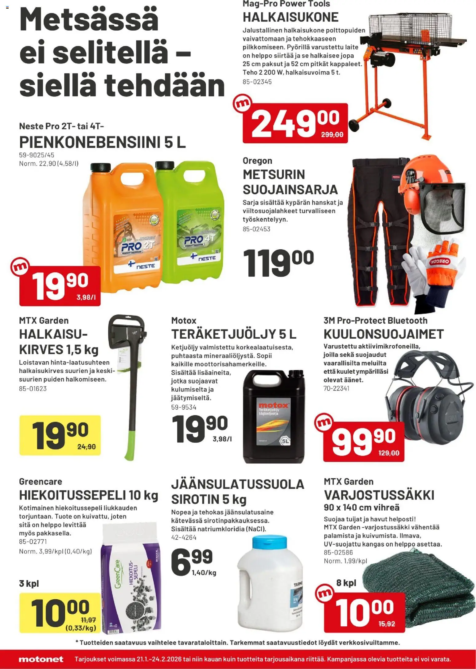 Motonet tarjoukset – voimassa 21.02.2026 alkaen | Sivu: 8 | Tuotteet: Kangas, Kirves, Voi, Hanskat
