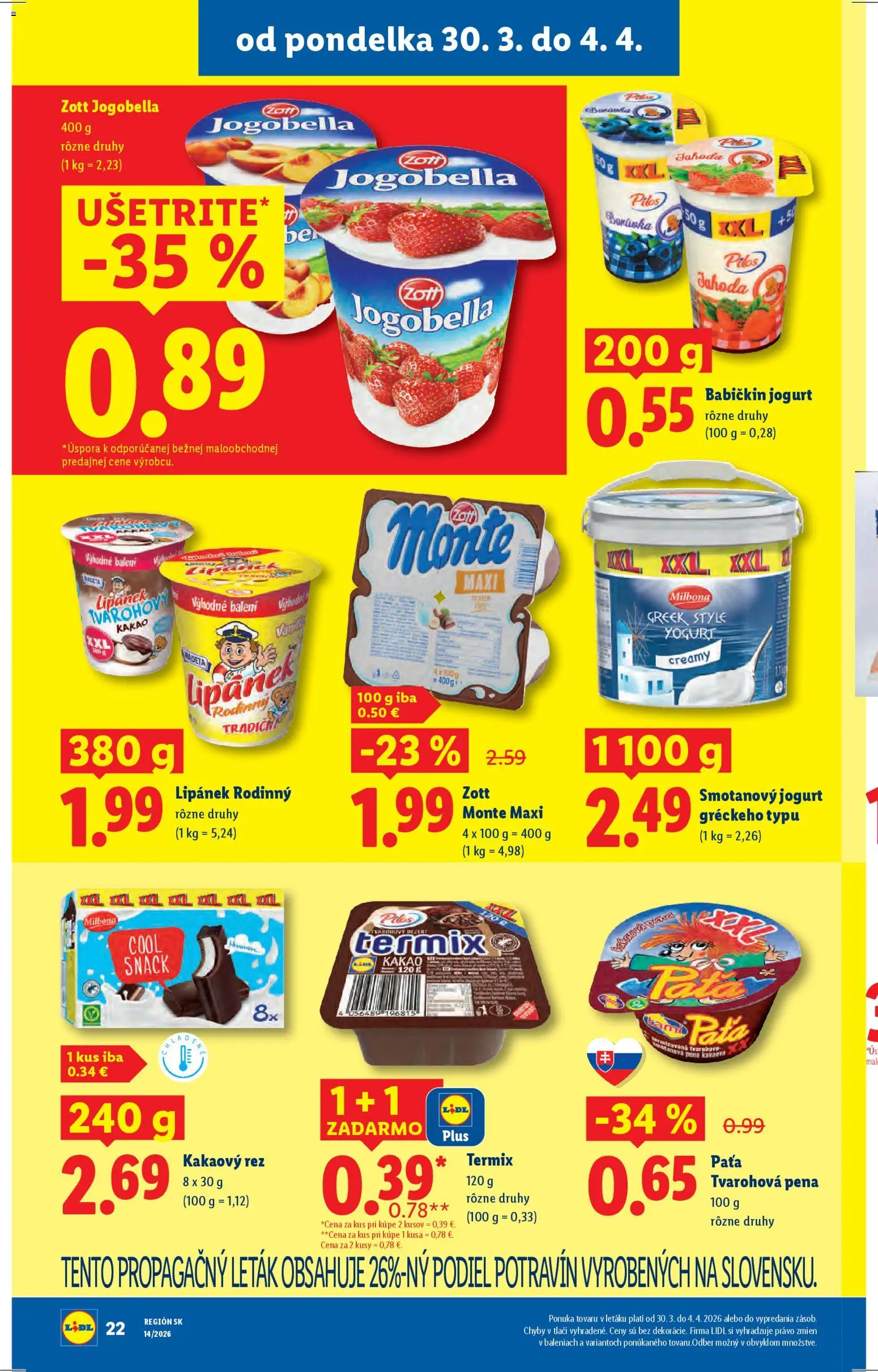 Nové Lidl akcie – leták je platný od 30.03.2026 | Strana: 26 | Produkty: Jogurt, Kakao