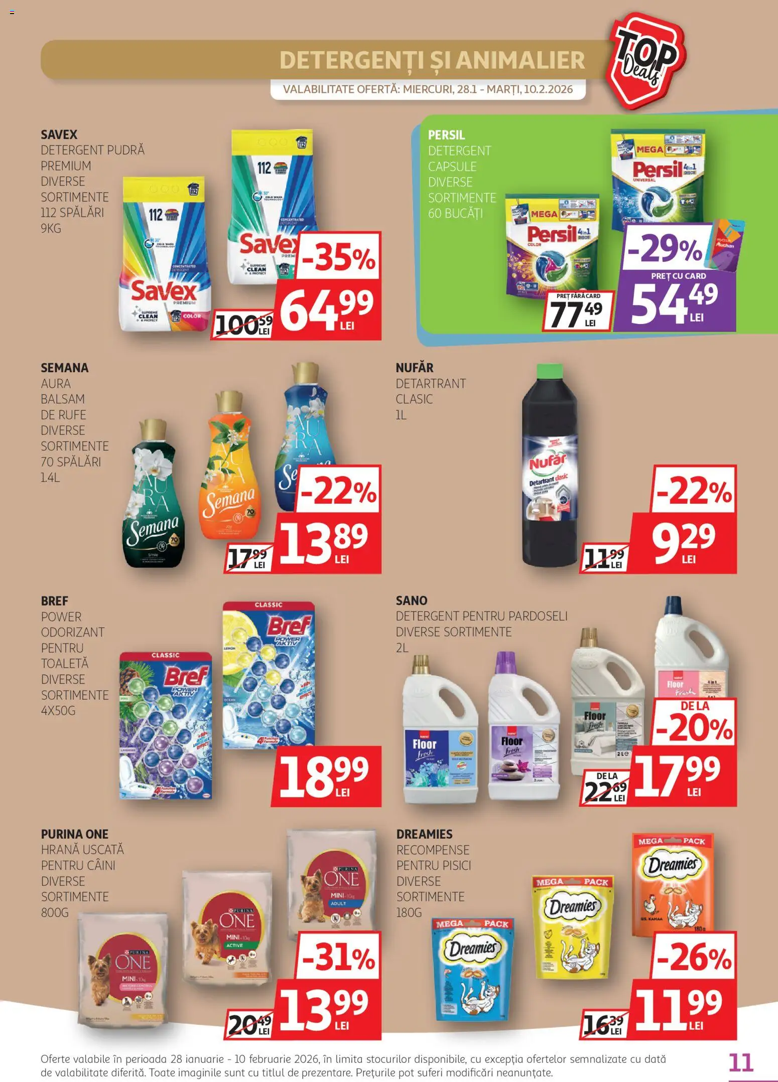 Noul catalog Auchan – valabil de la 28.01.2026 | Pagină: 11 | Produse: Toaletă, Pudră, Balsam, Detergent