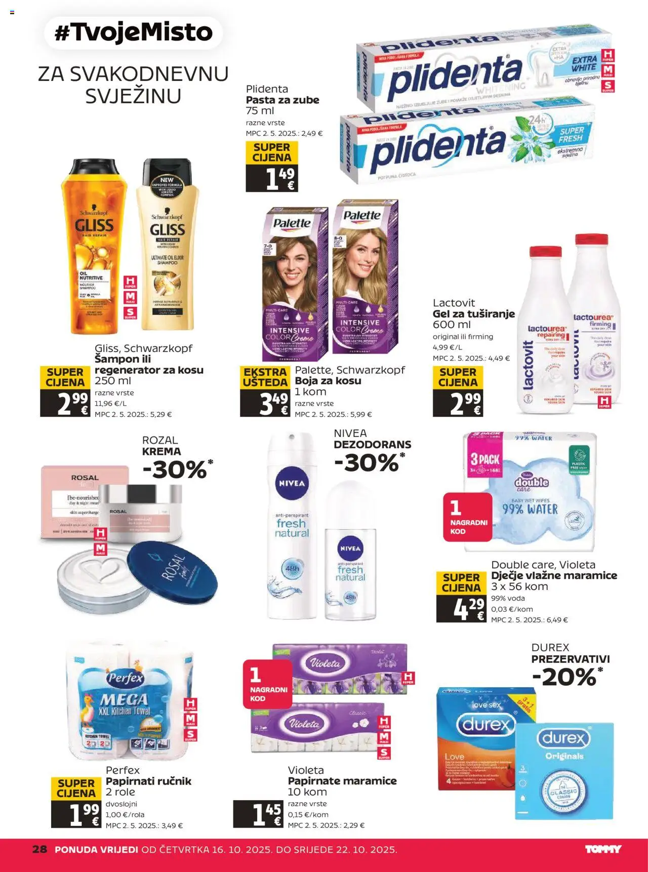 Tommy katalog | vrijedi od 16.10.2025 | Stranica: 28 | Proizvodi: Role, Pasta za zube, Ručnik, Pasta