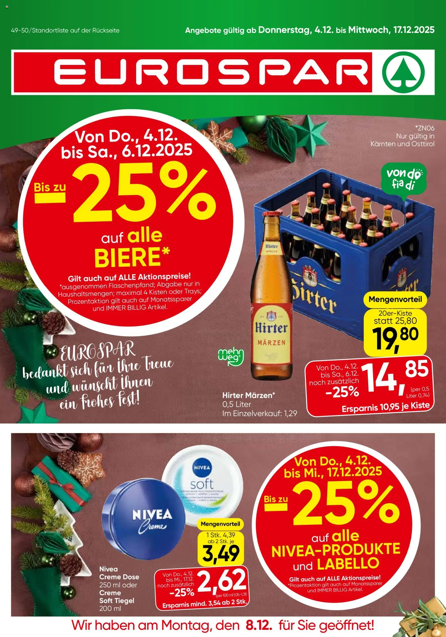 Eurospar Flugblatt - Kärnten gültig ab 04.12.2025 | Seite: 1 | Produkte: Creme