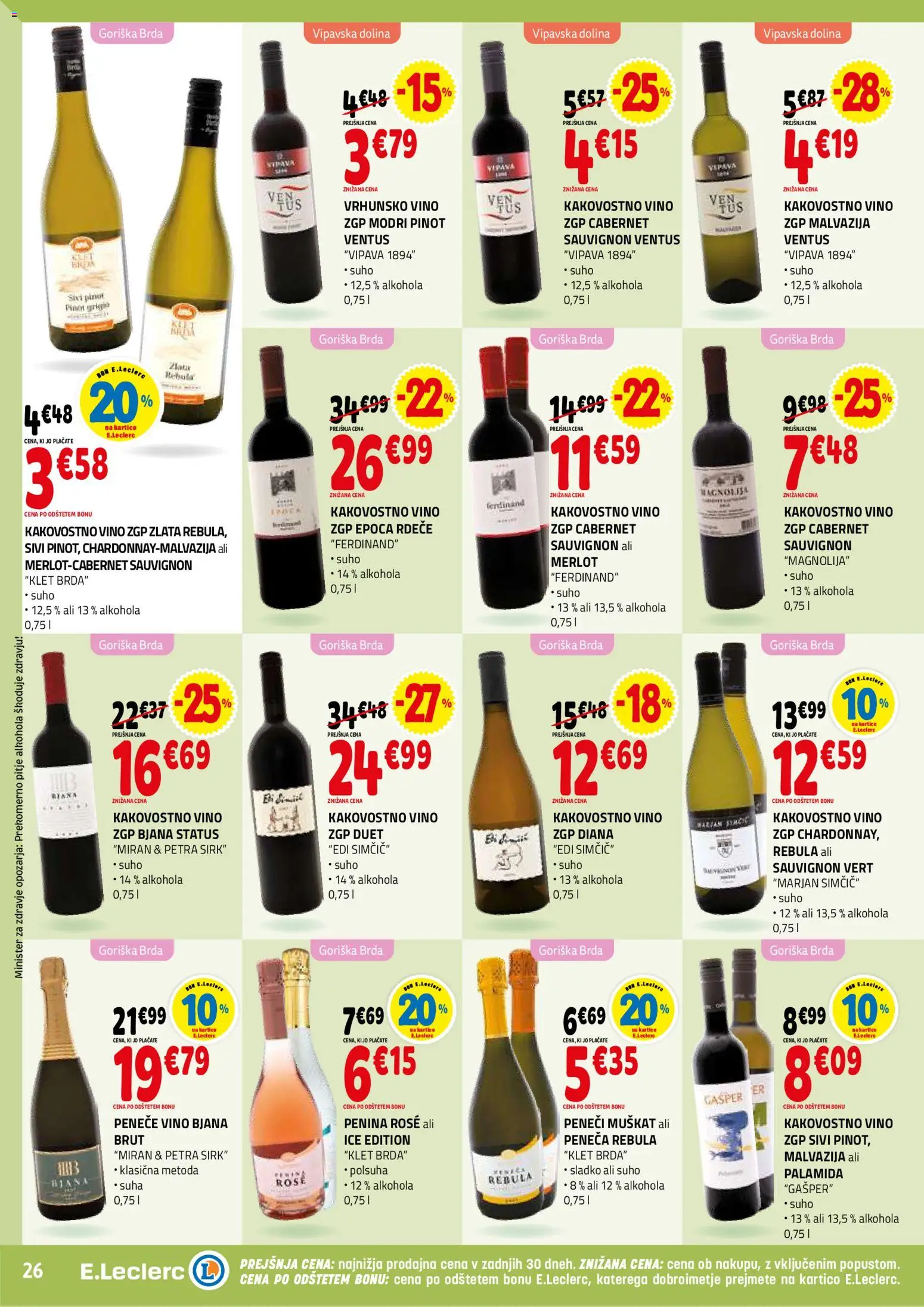 Novi E.leclerc katalog ponudbe – veljaven od 28.01.2026 | Stran: 26 | Izdelki: Penina, Vino