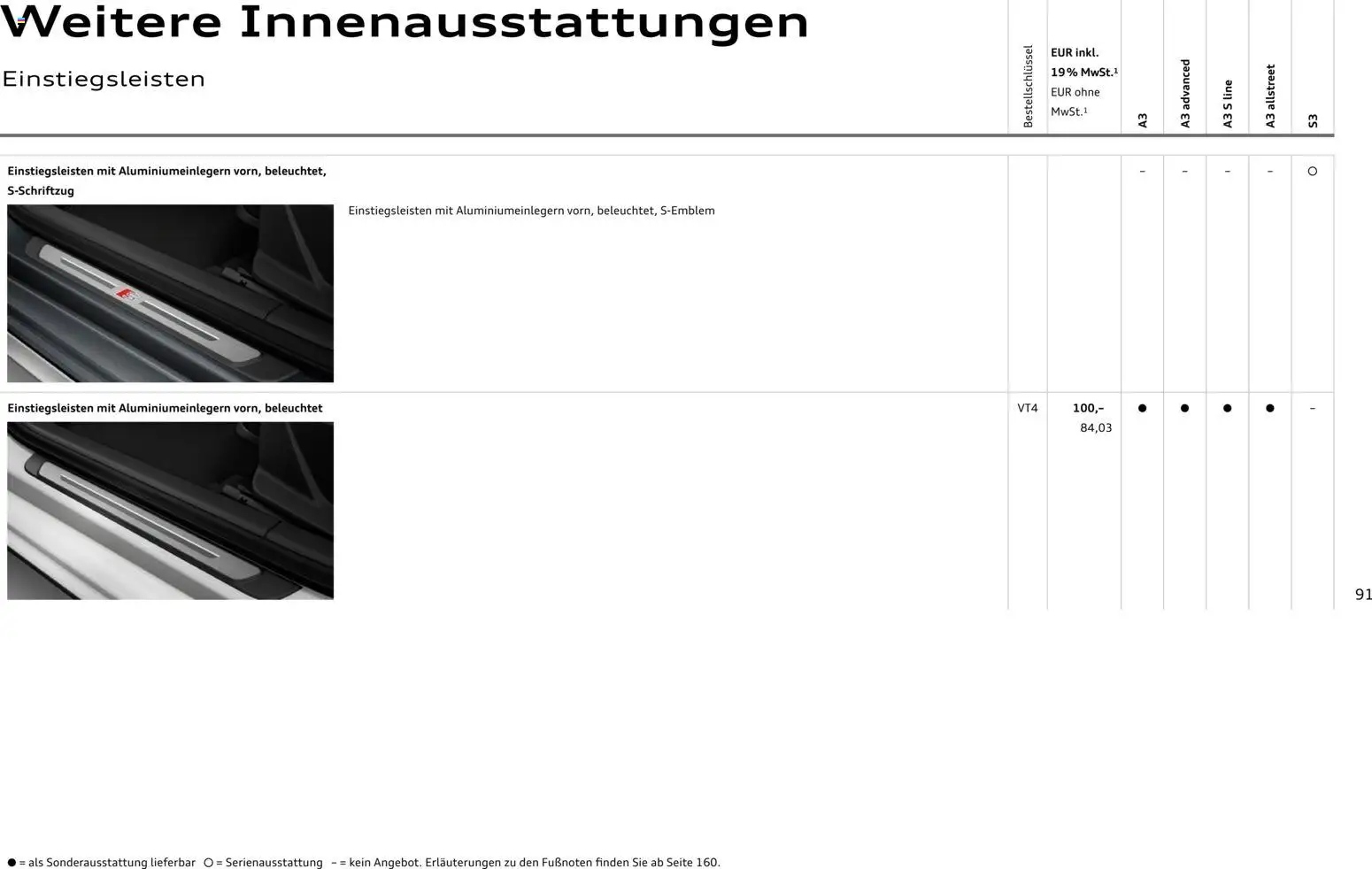 Audi A3 – gültig ab 28.10.2025 | Seite: 91