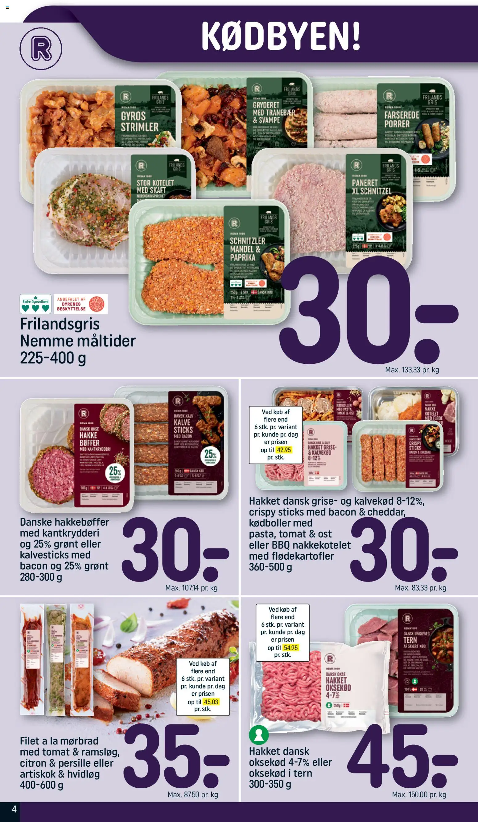 Rema 1000 tilbudsavis – gyldig fra 14.02.2026 | Side: 4 | Produkter: Svampe, Oksekød, Porrer, Bacon