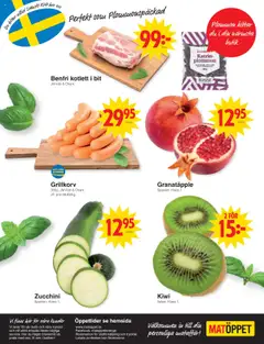 Matöppet - erbjudanden - Förhandsvisning av reklamblad från butik Matöppet aktuell från 13.10.2025 | Sida: 4 | Produkter: Grillkorv, Plommon, Kiwi, Zucchini