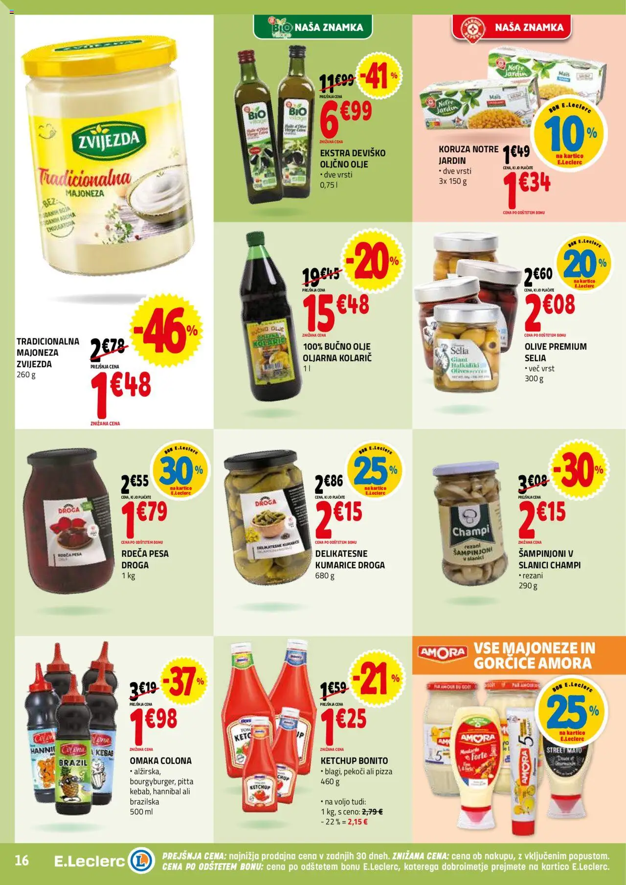 E.leclerc katalog │ velja od 02.07.2025 | Stran: 16 | Izdelki: Oljčno olje, Olje, Omaka, Pesa