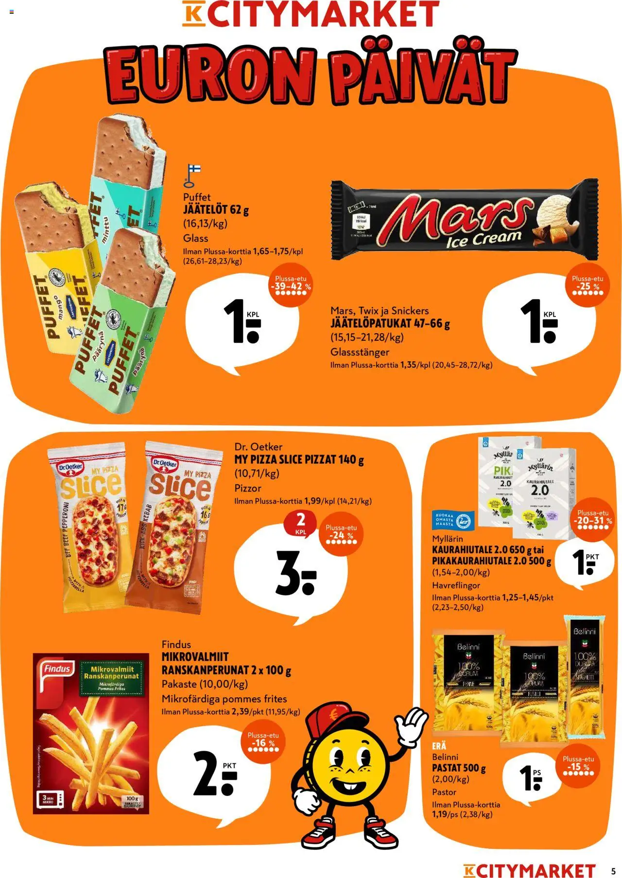  | Sivu: 5 | Tuotteet: Ranskanperunat, Minttu, Pizza, Pasta