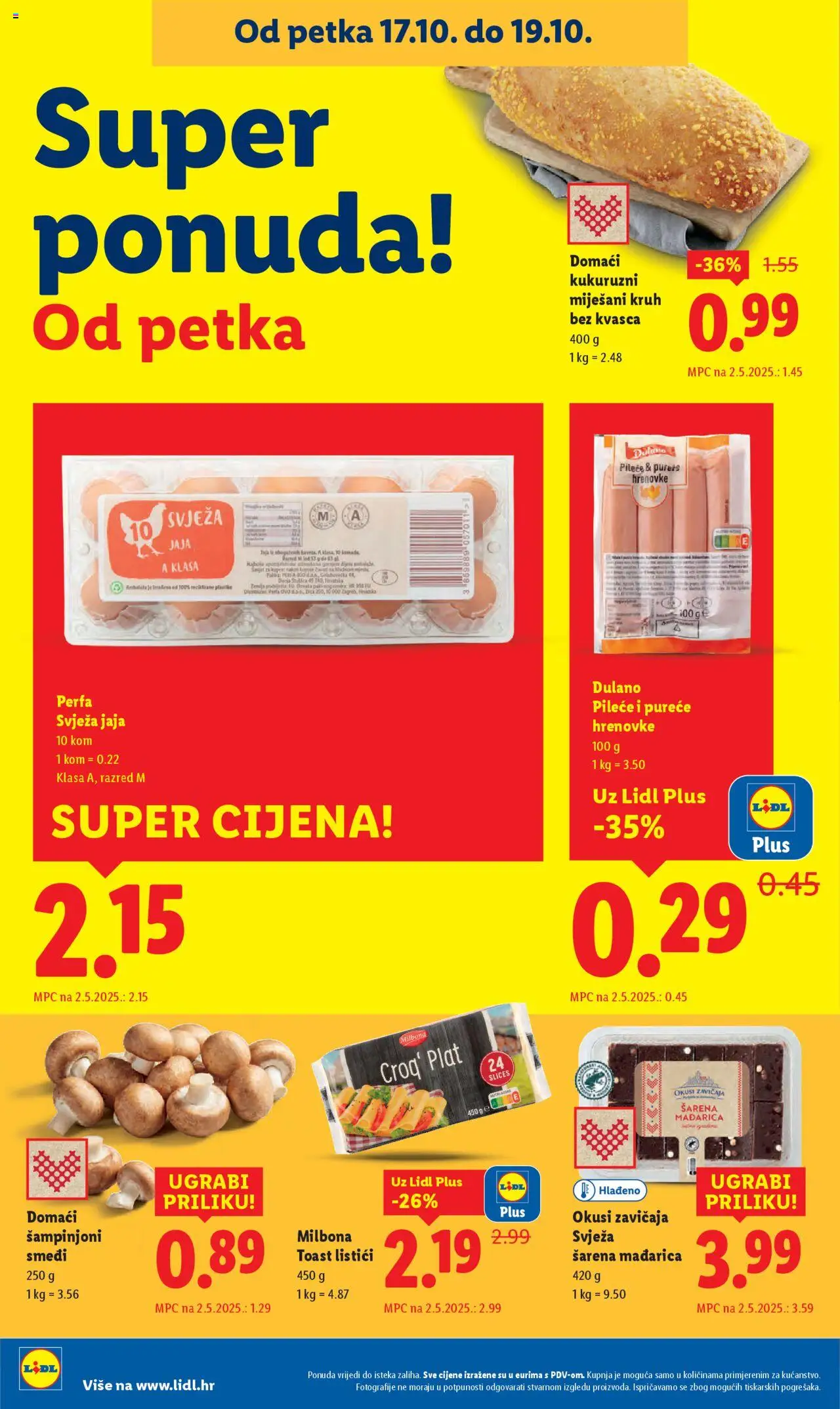 Lidl katalog | vrijedi od 13.10.2025 | Stranica: 76 | Proizvodi: Jaja, Kruh, Hrenovke, Šampinjoni