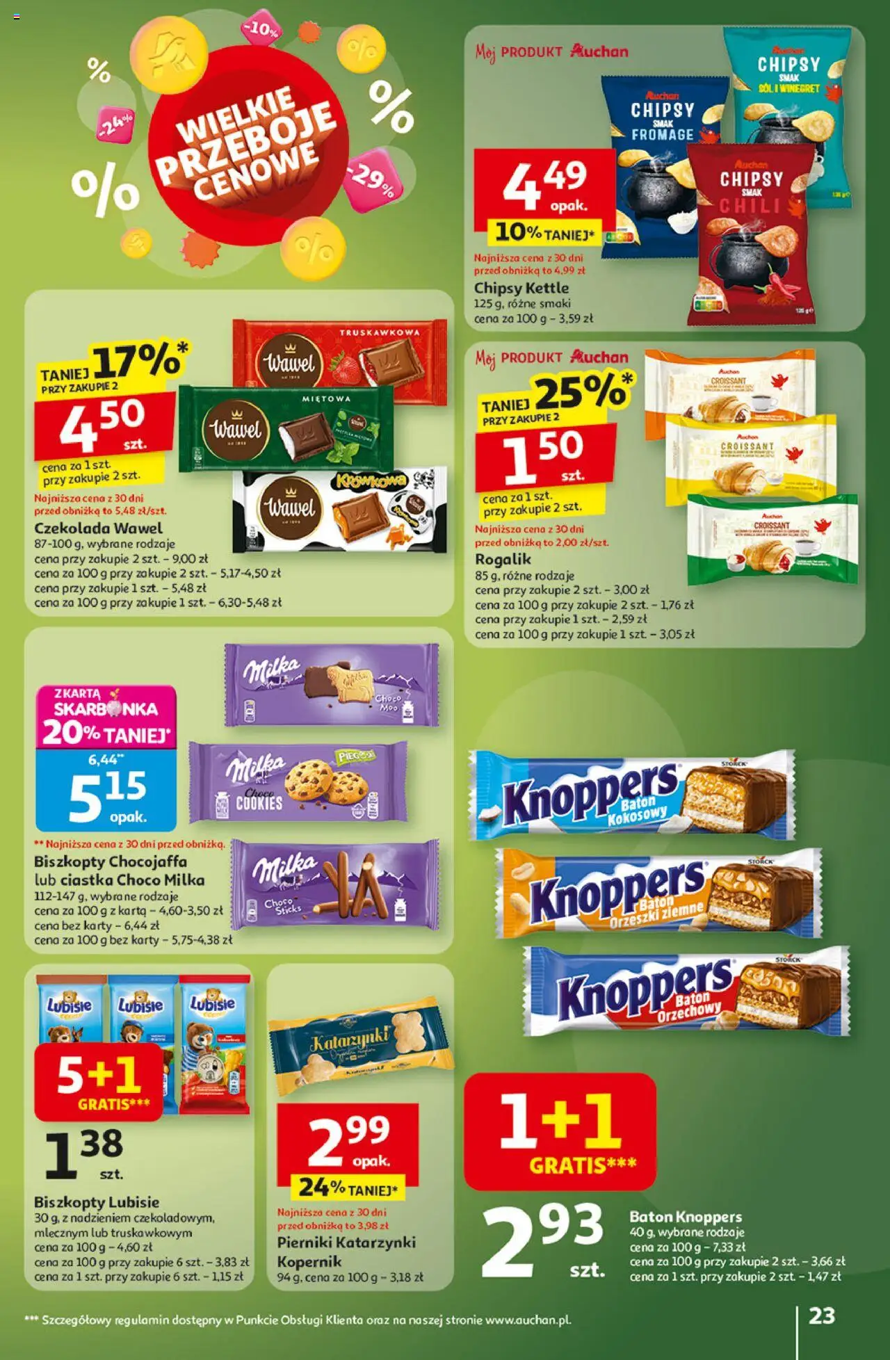 Auchan Gazetka - Wielkie przeboje cenowe Hipermarket od 16.10.2025 | Strona: 23 | Produkty: Pierniki, Chipsy, Pierniki katarzynki, Sól