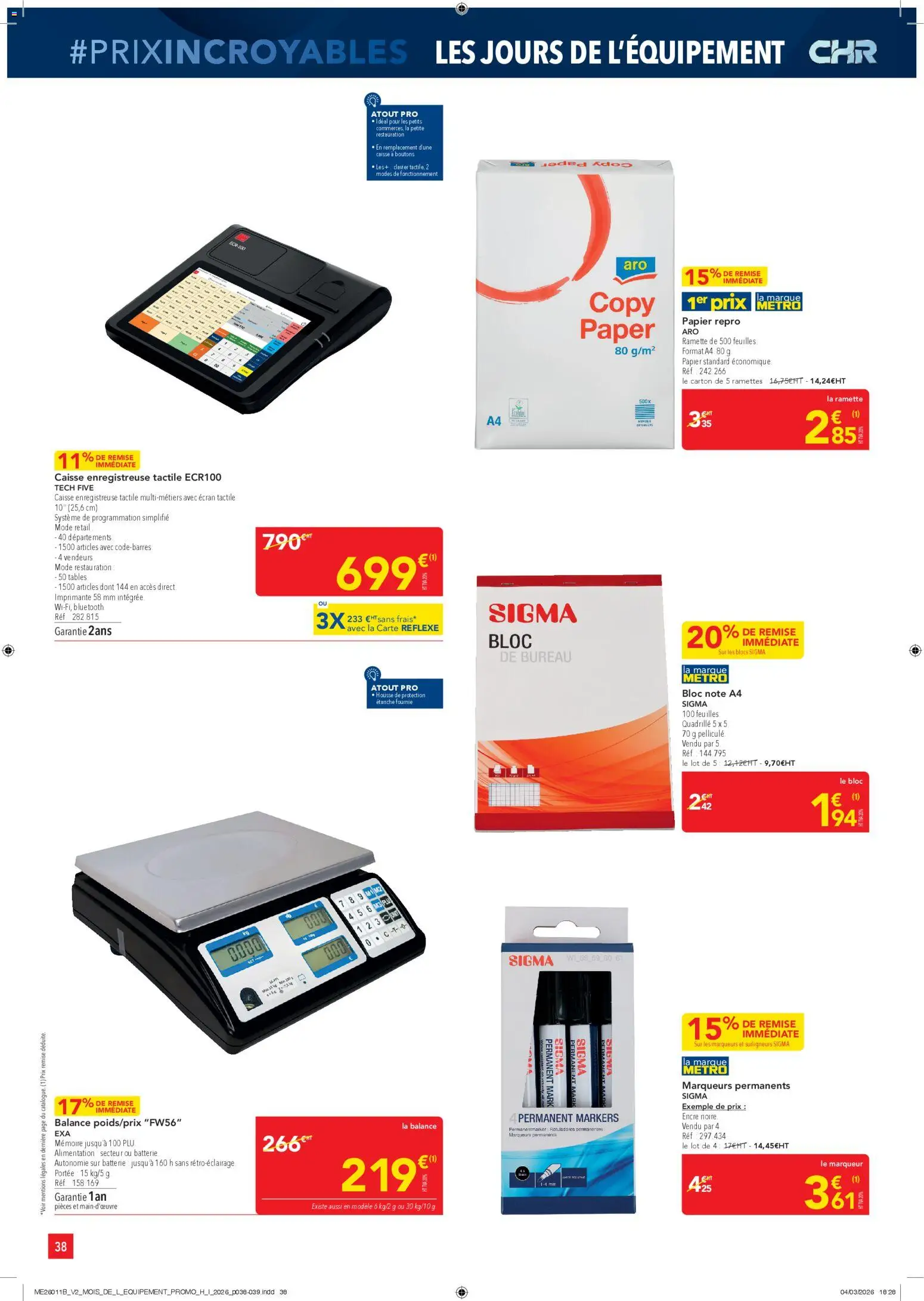 {H1} | Page: 38 | Produits: Imprimante, Clavier, Bureau, Batterie