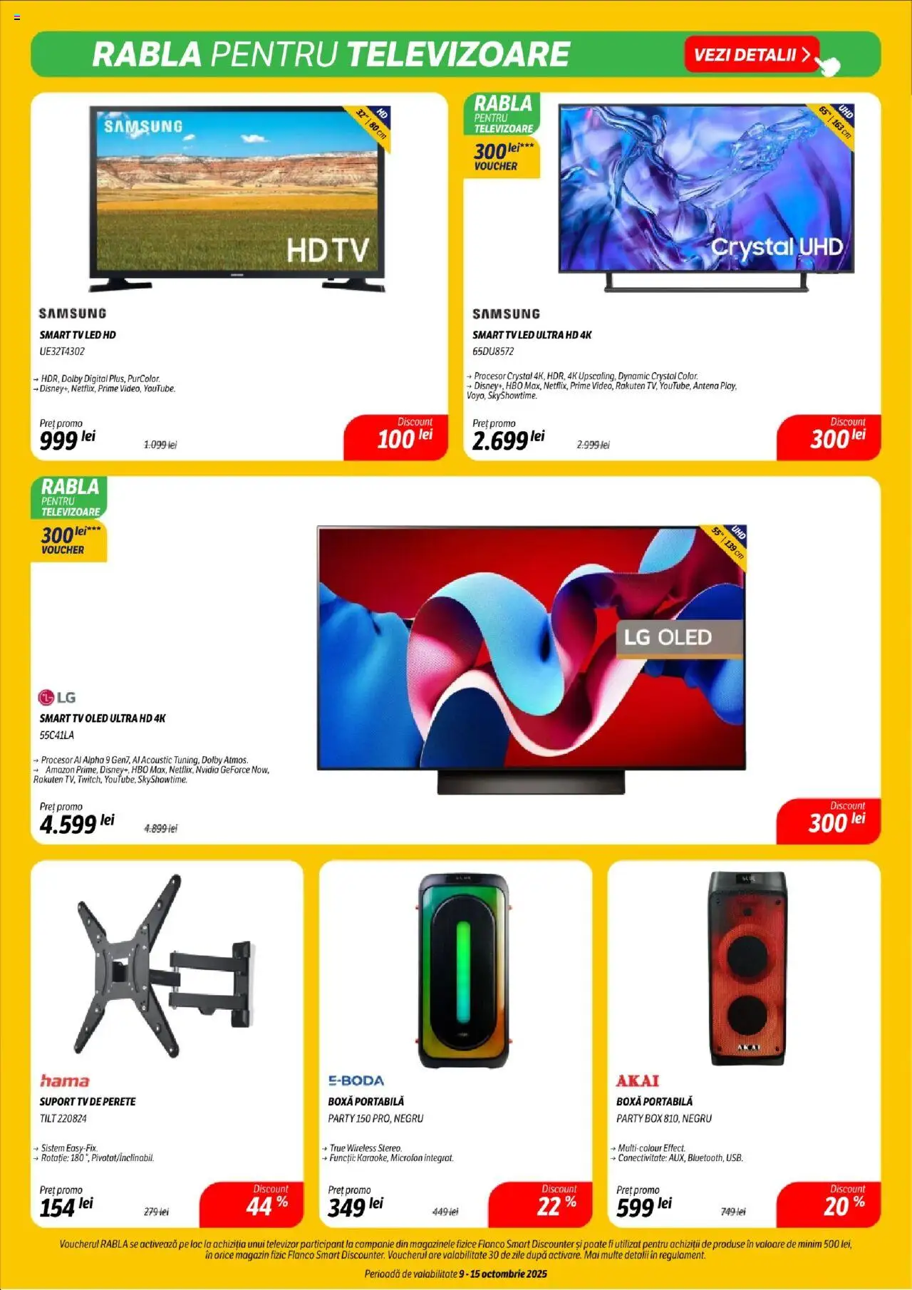 Noul catalog Flanco – valabil de la 09.10.2025 | Pagină: 17 | Produse: Televizor, Microfon, Babak, Boxă portabilă