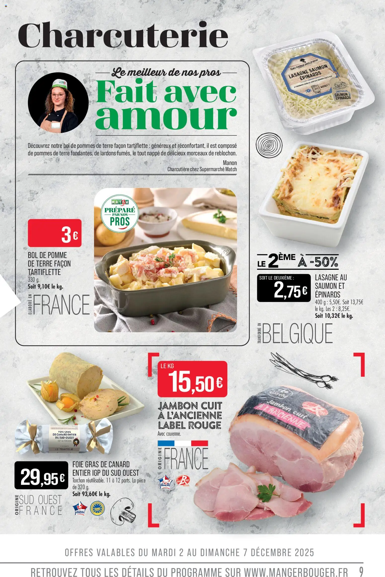 {H1} | Page: 9 | Produits: Gras de canard entier, Pomme de terre, Foie gras de canard entier, Nappe