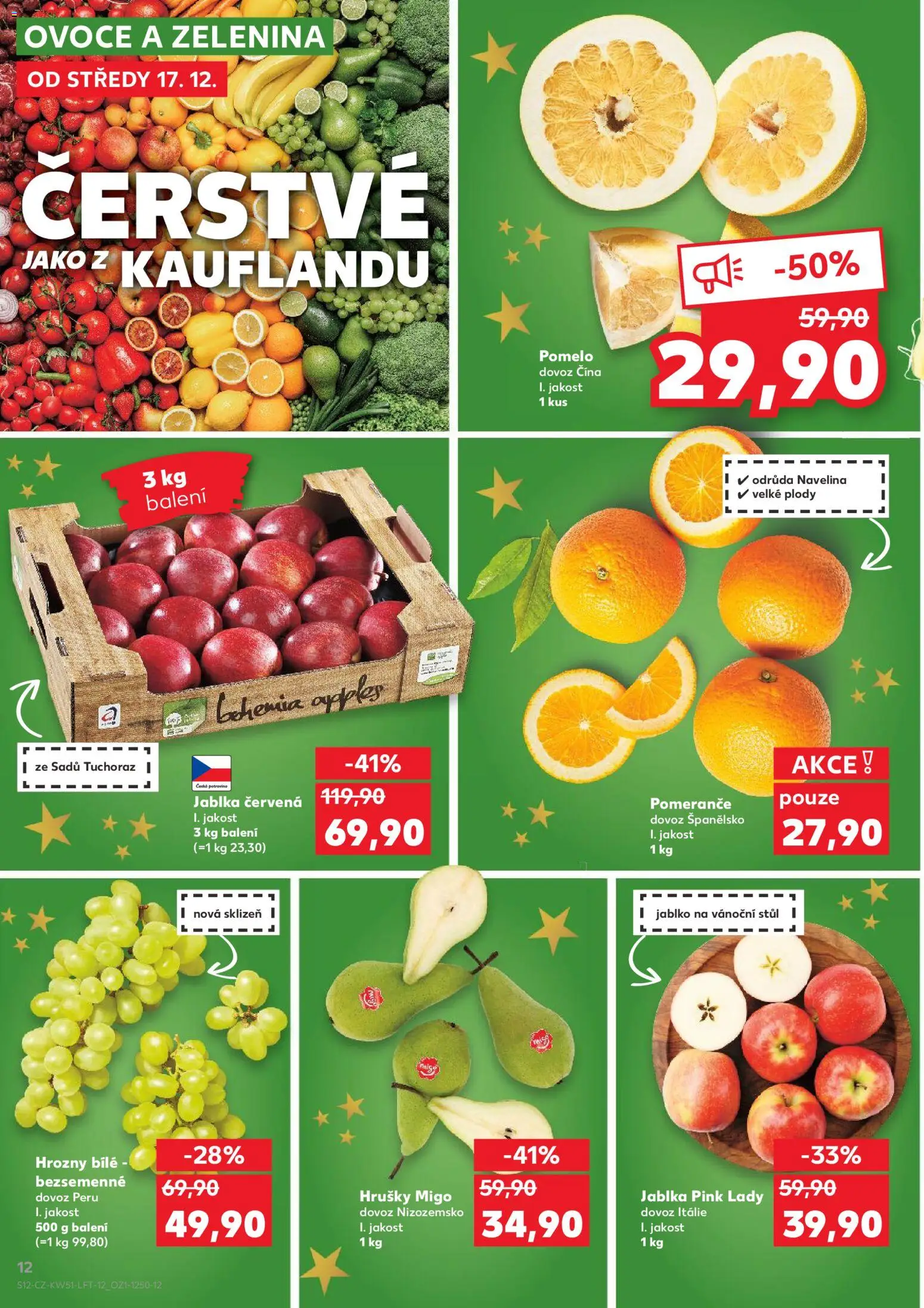 Kaufland leták - Brno od 17.12.2025 | Strana: 12 | Produkty: Zelenina, Stůl, Hrozny, Pink Lady