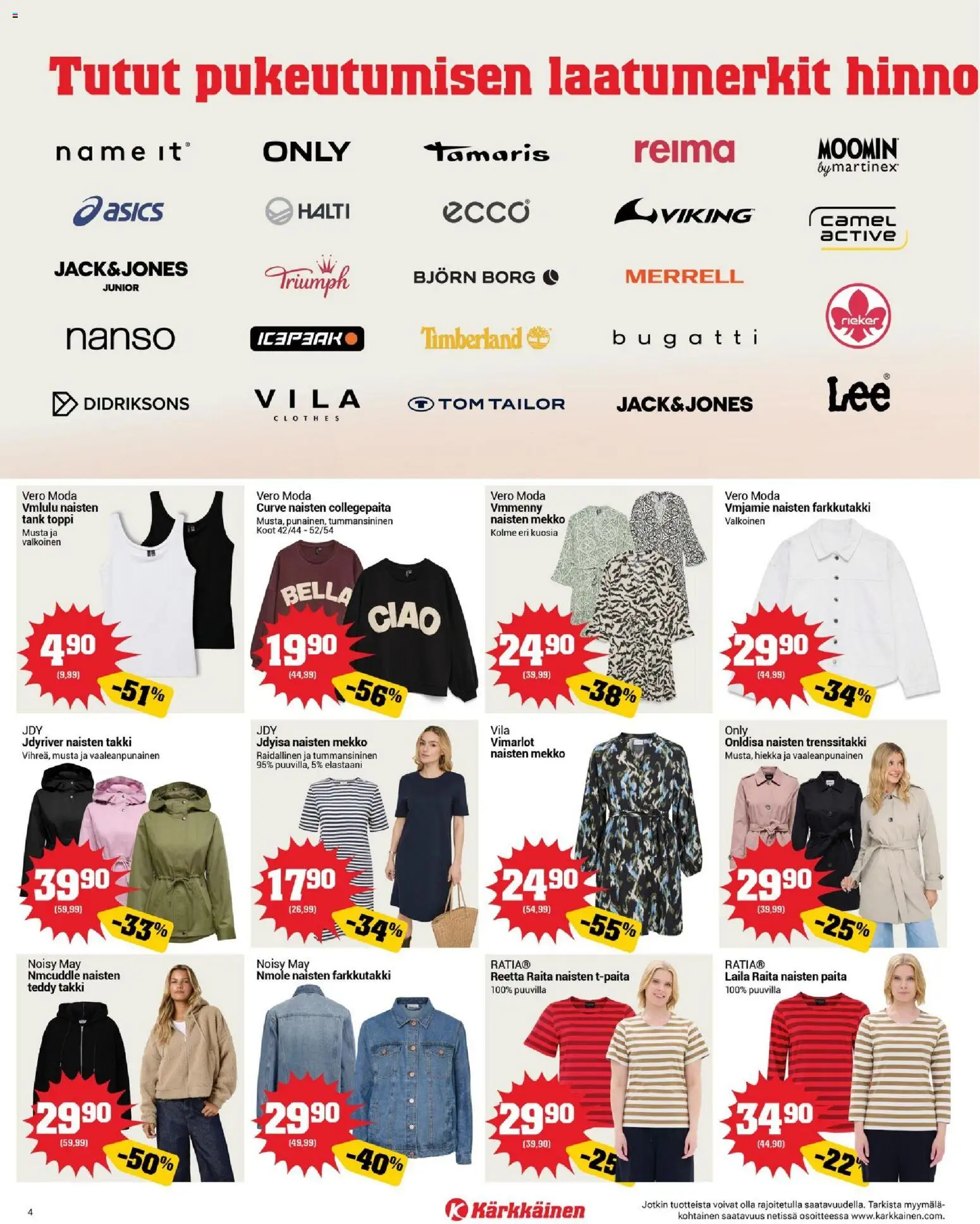 Kärkkäinen tarjoukset – voimassa 04.01.2026 alkaen | Sivu: 4 | Tuotteet: Paita, Toppi, Takki, Mekko