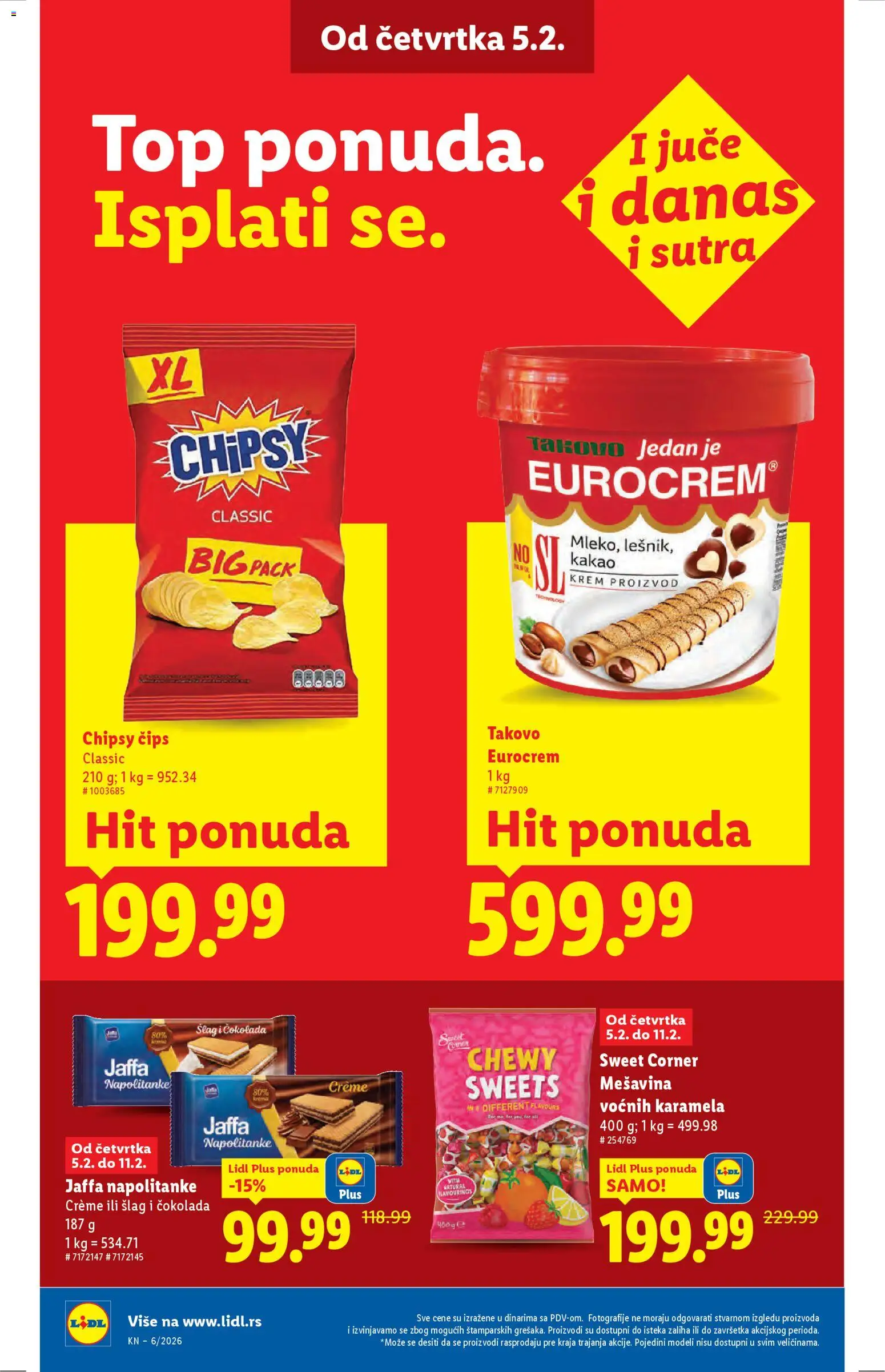 Lidl katalog - važi od 05.02.2026 | Strana: 22 | Proizvode: Čips, Eurocrem, Čokolada, Napolitanke