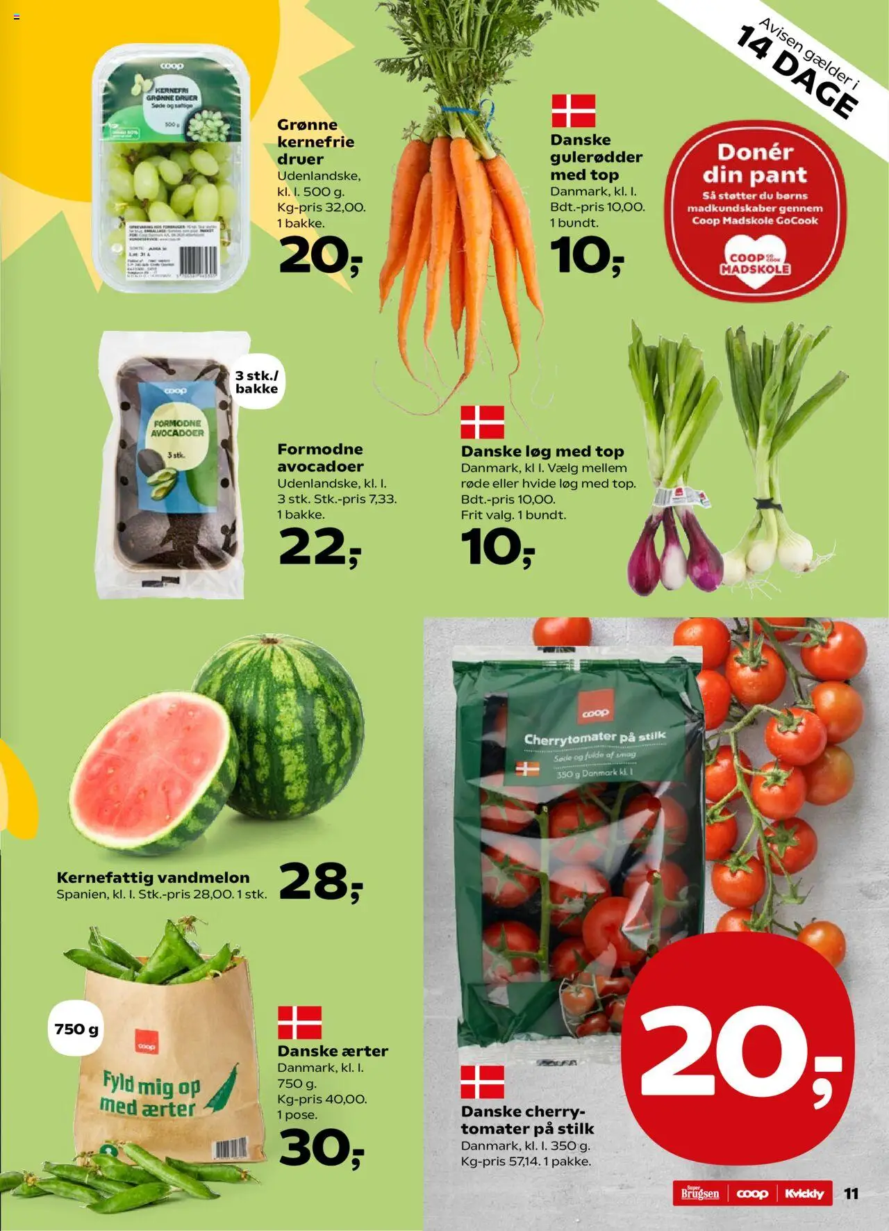Super Brugsen Tilbudsavis gyldig fra 04.07.2025 | Side: 13 | Produkter: Tomater, Løg, Cherry, Ærter