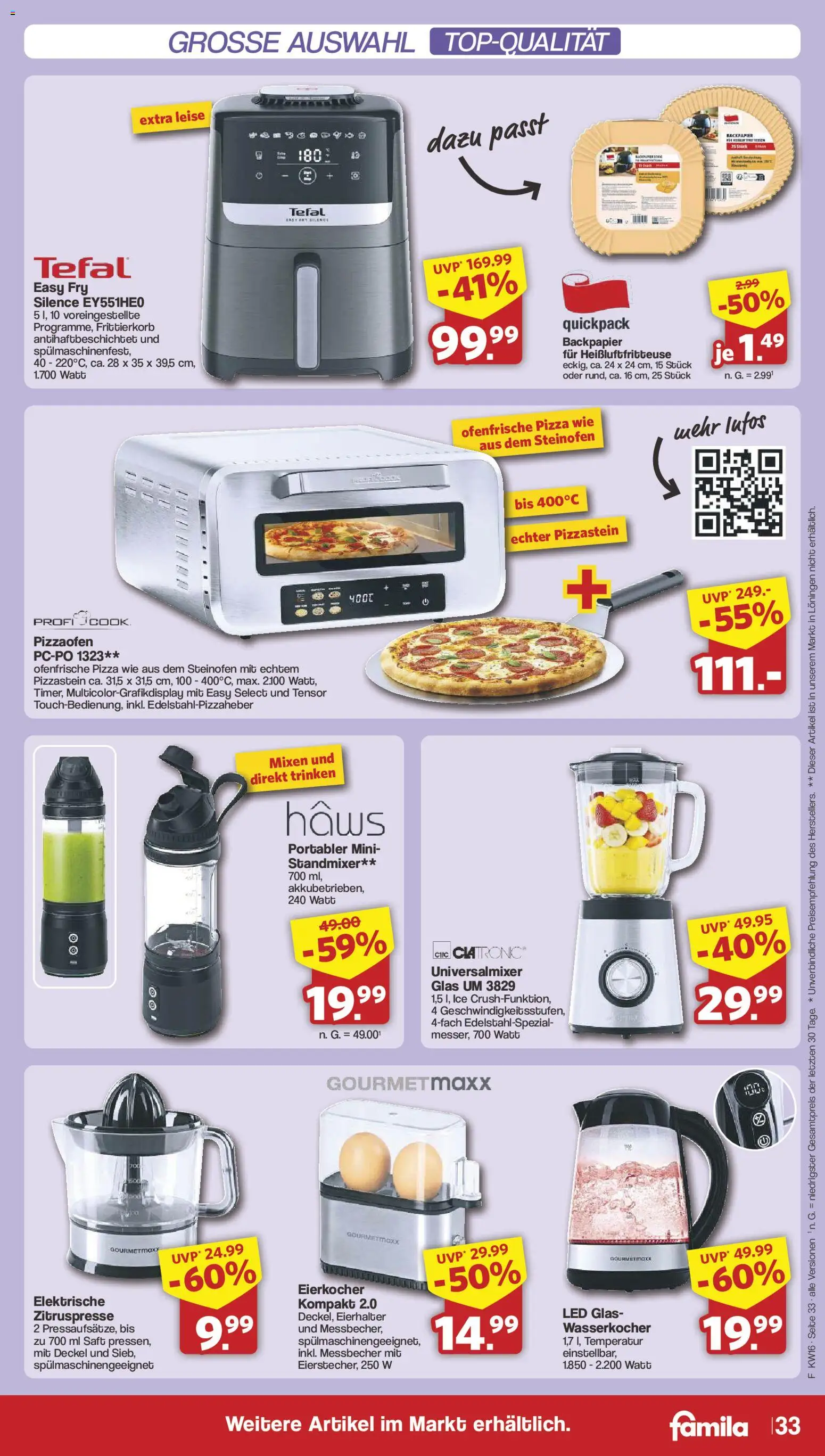 Famila Nordwest Prospekt 	 – gültig ab 13.04.2026 | Seite: 39 | Produkte: Wasserkocher, Saft, Eierkocher, Heißluftfritteuse