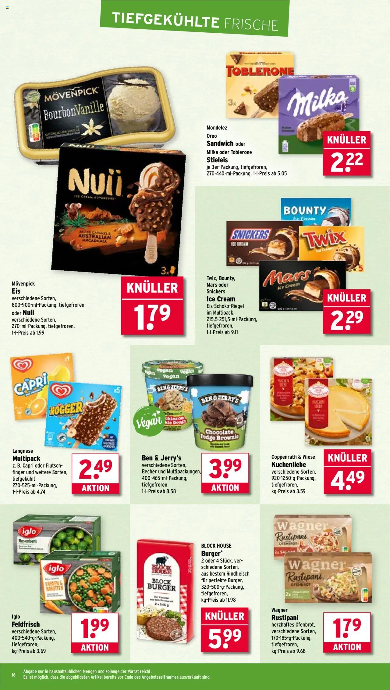 Wasgau Prospekt 	 - gültig ab dem 11.08.2025 | Seite: 16 | Produkte: Langnese, Milka, Ben & Jerry's, Erbsen