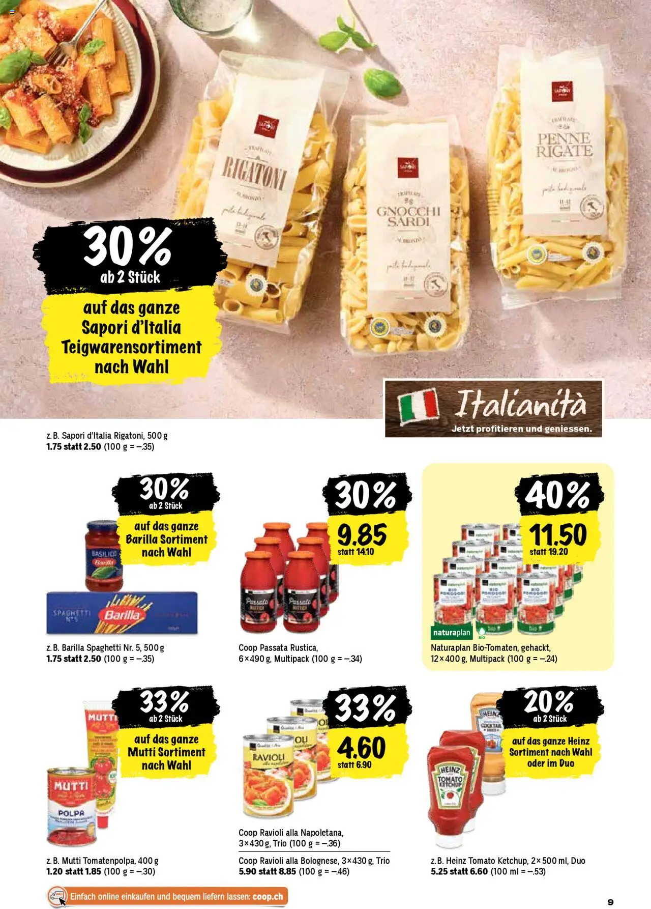Coop Aktionen ab 21.08.2025 | Seite: 9 | Produkte: Barilla, Pasta, Ketchup