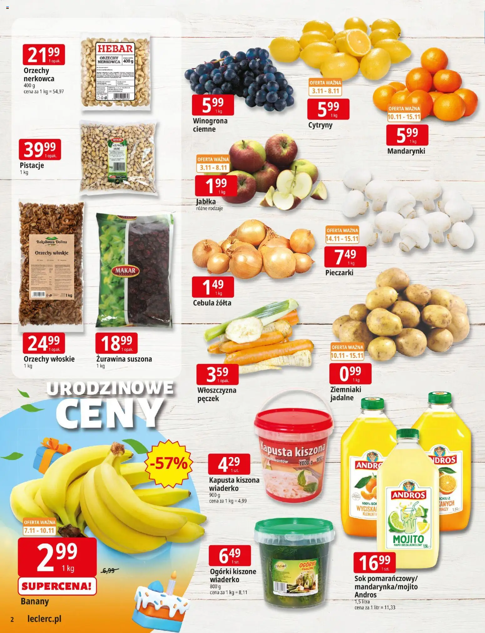 E.Leclerc Gazetka - Warszawa Ursynów od 03.11.2025 | Strona: 2 | Produkty: Kapusta kiszona, Cytryny, Żurawina, Ogórki