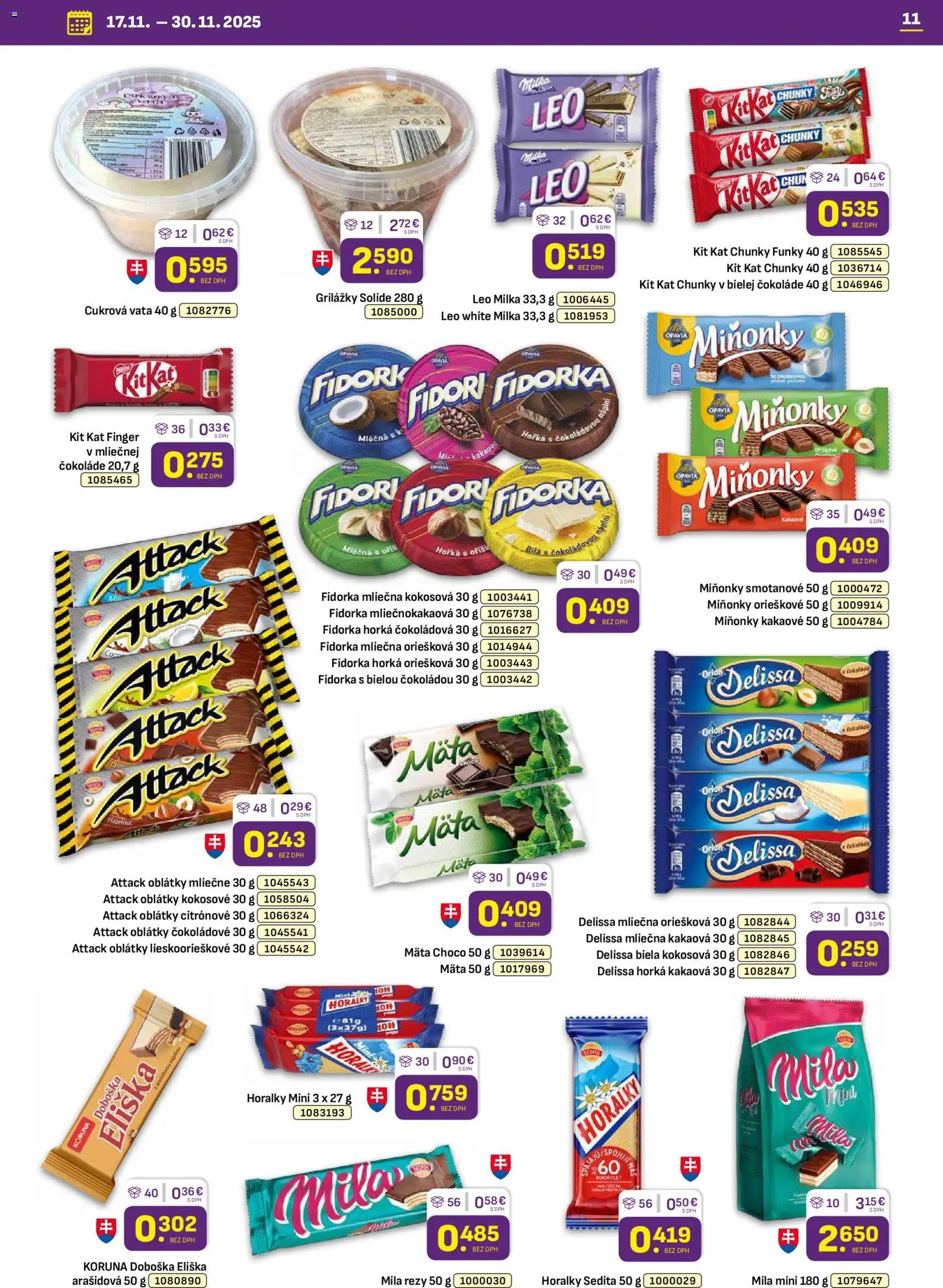 Nové Libex akcie – leták je platný od 17.11.2025 | Strana: 11 | Produkty: Mila, Milka, Horálky