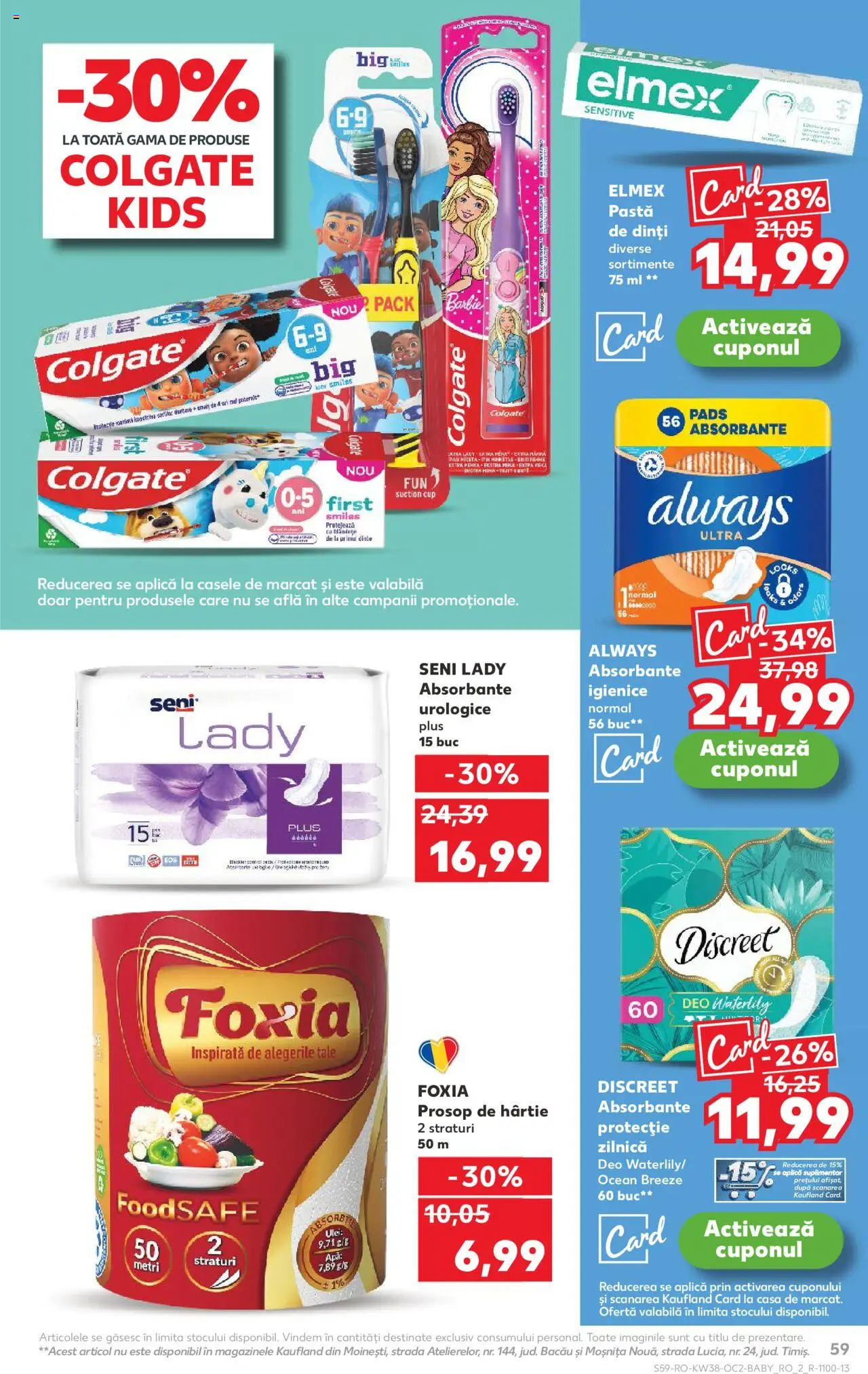 Noul catalog Kaufland – valabil de la 17.09.2025 | Pagină: 59 | Produse: Ulei, Pastă de dinți, Absorbante, Apă