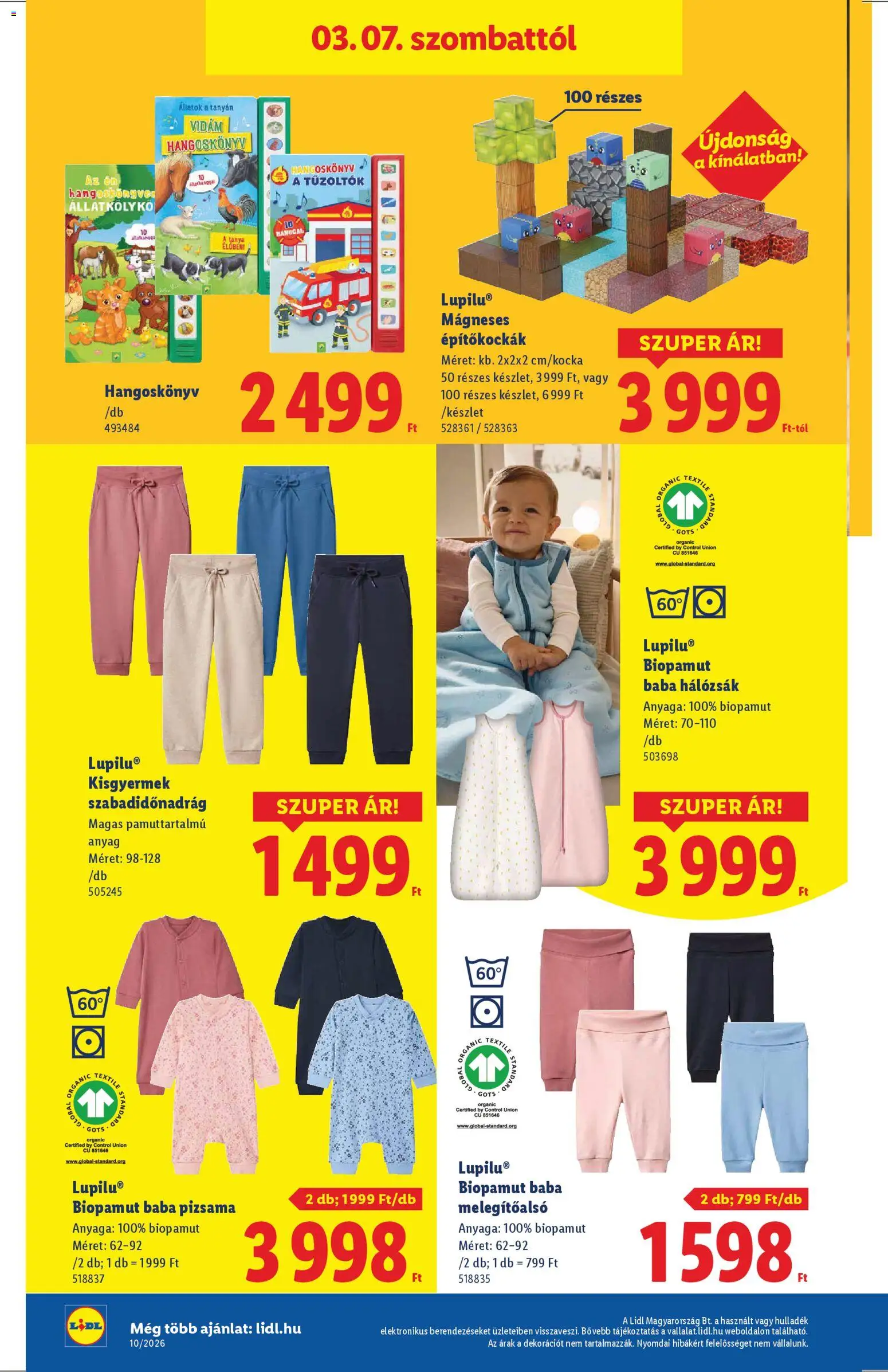 Lidl akciós ujság - amely érvényes a következő dátumtól: 05.03.2026 | Oldal: 16 | Termékek: Baba hálózsák, Hálózsák, Pizsama, Leggings