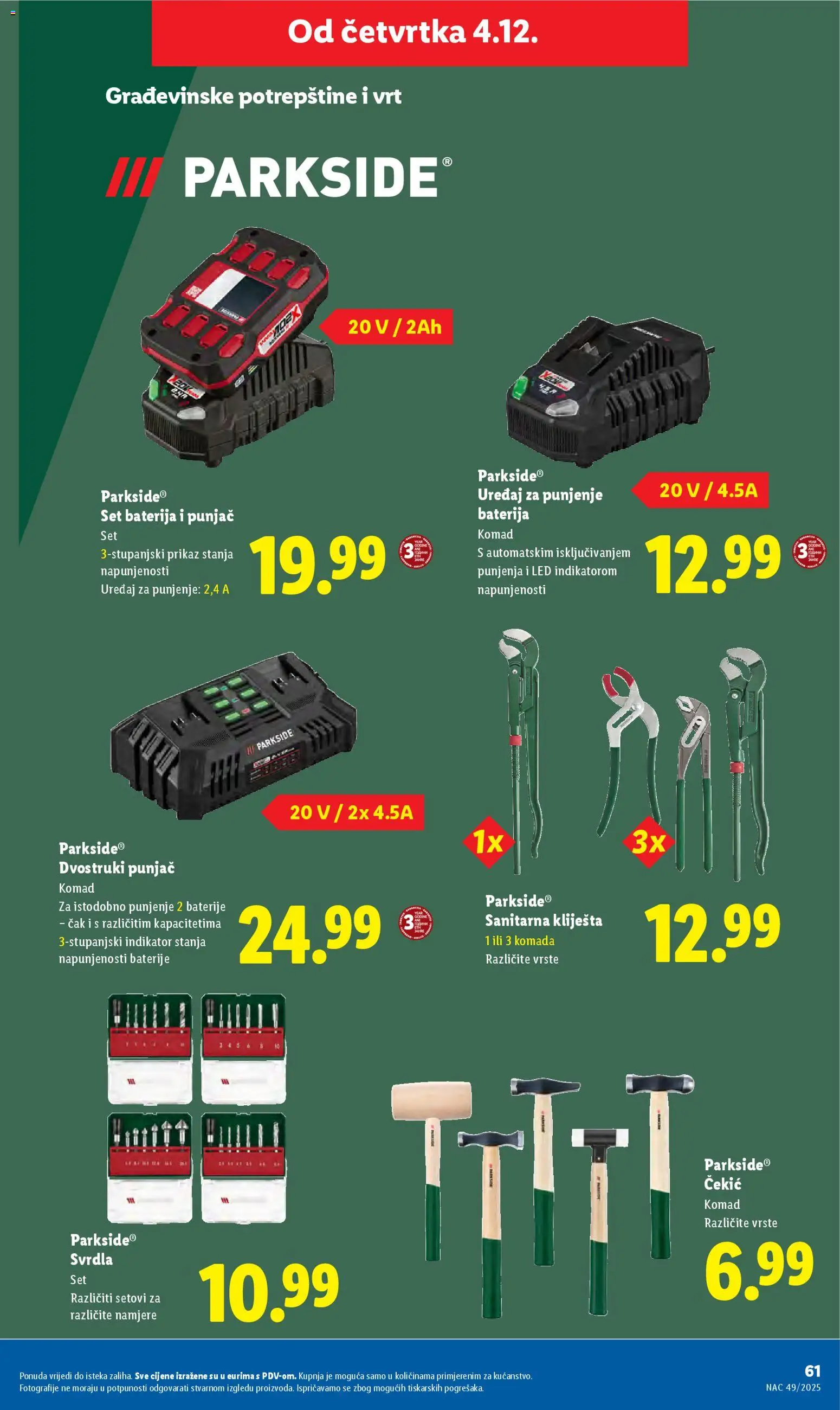 Lidl katalog | vrijedi od 01.12.2025 | Stranica: 61 | Proizvodi: Baterija, Baterije, Kliješta, Parkside