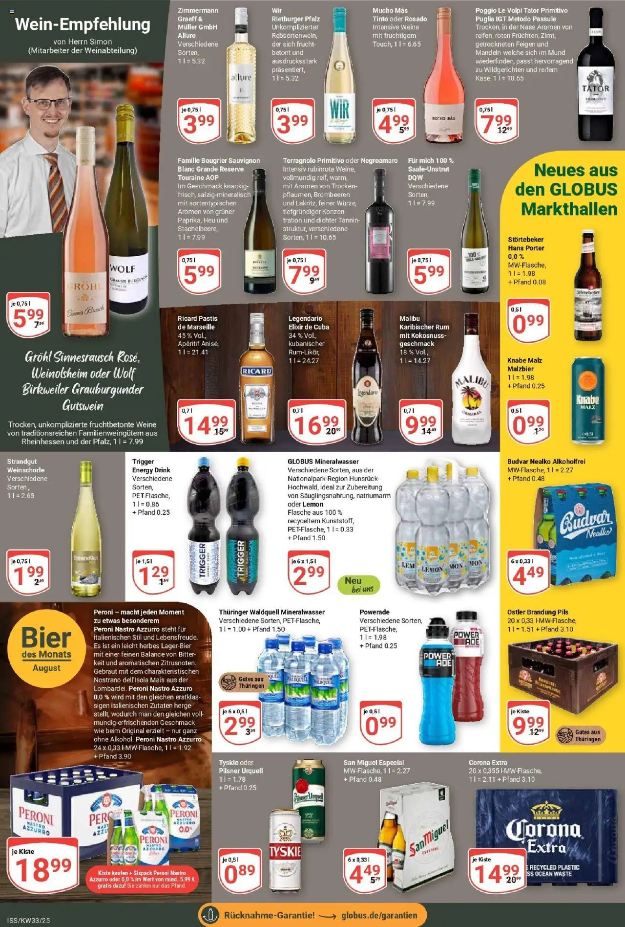 Globus prospekt Isserstedt	 - gültig ab dem 11.08.2025 | Seite: 14 | Produkte: Energy, Bier, Rum, Mandeln