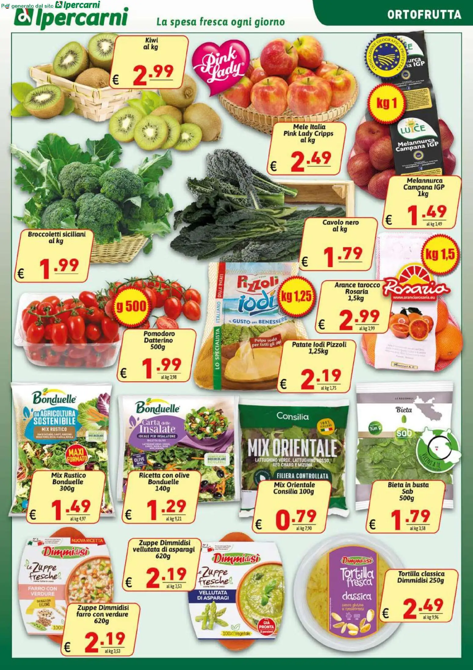 Volantino Ipercarni del 13.02.2026 | Pagina: 5 | Prodotti: Kiwi, Verdure, Pomodoro, Olive