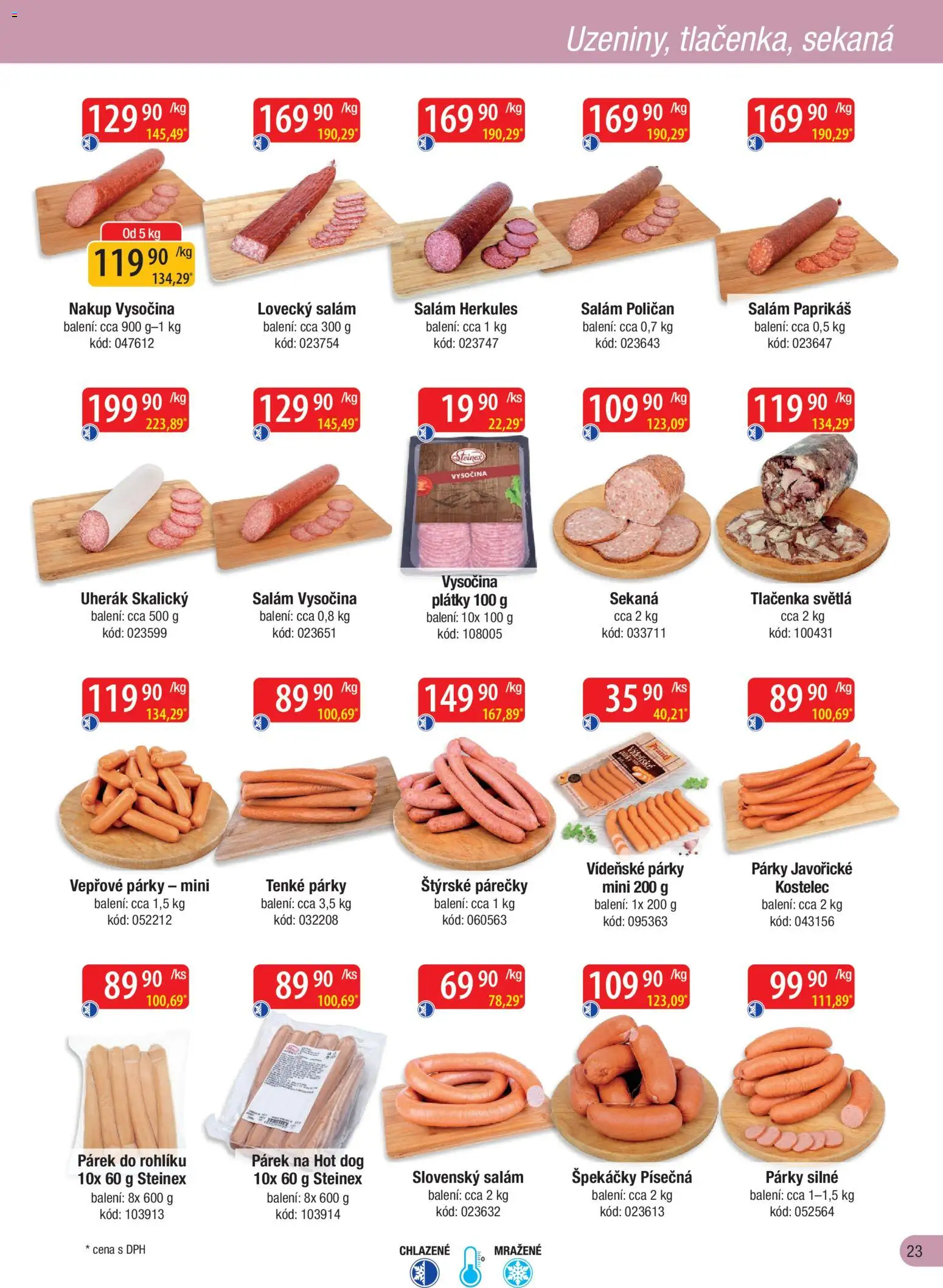 Astur & Qanto leták - Velkoobchod fresh 04/2026 od 01.04.2026 | Strana: 23 | Produkty: Uherák, Sekaná, Tlačenka, Vepřové párky