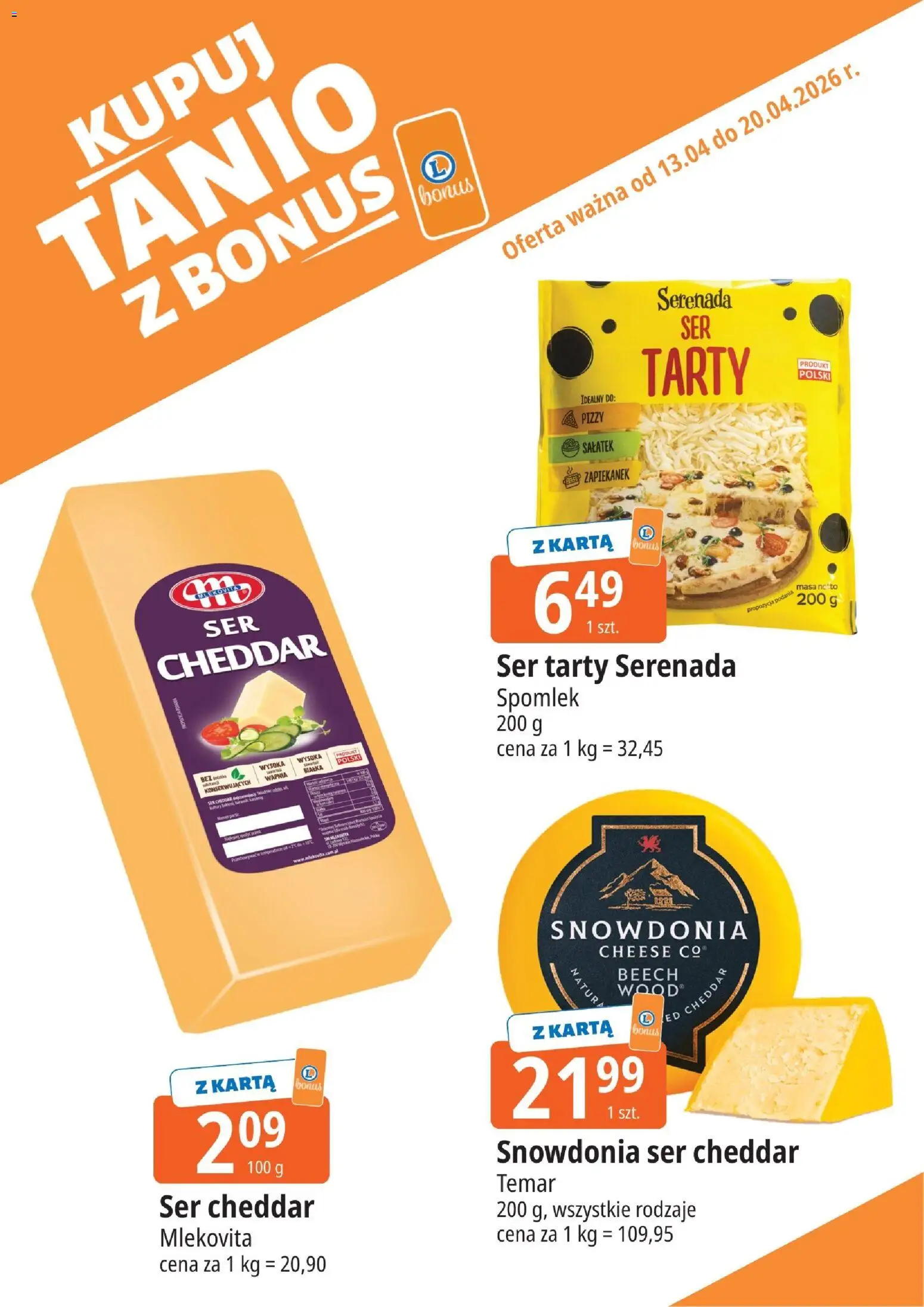 E.Leclerc gazetka - Kłodzko kupony dodatkowe od 13.04.2026 | Strona: 4 | Produkty: Karta, Ser, Cheddar, Ser cheddar