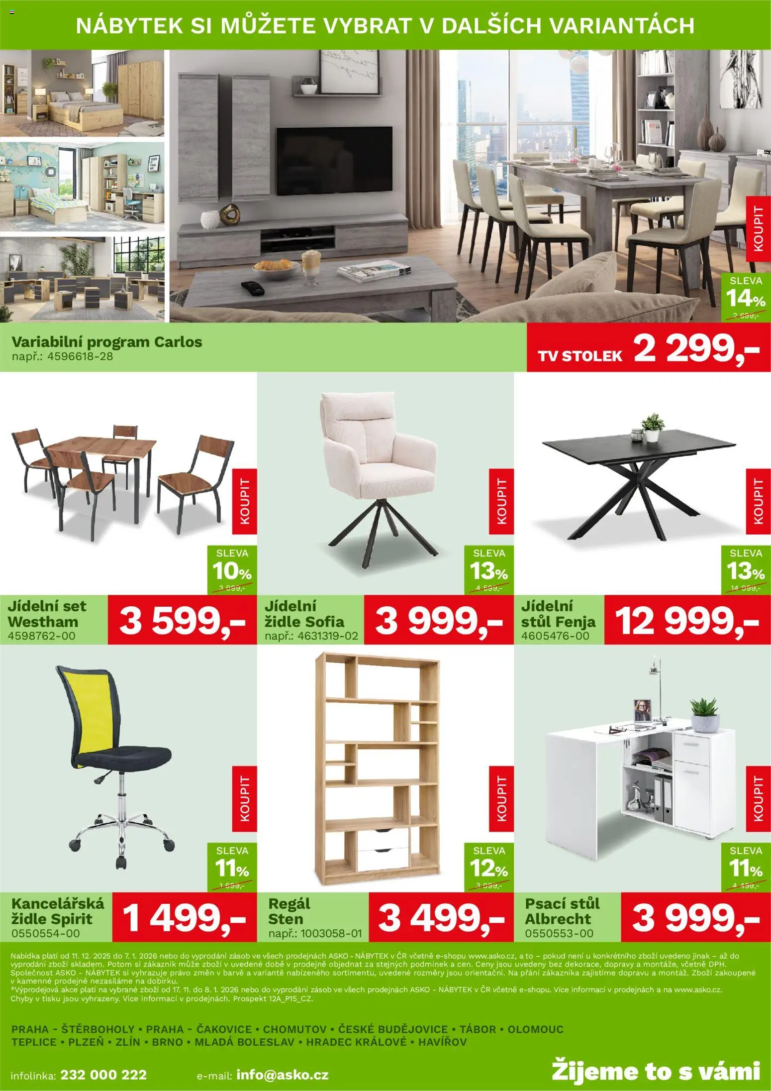 ASKO nábytek leták od 11.12.2025 | Strana: 4 | Produkty: Jídelní set, Stolek, Stůl, Psací stůl