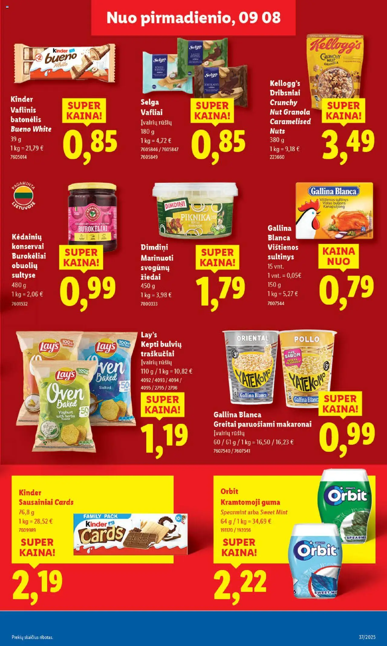 LIDL akcijos nuo 08.09.2025 | Puslapis: 27 | Prekių: Sausainiai, Dribsniai, Makaronai, Traškučiai