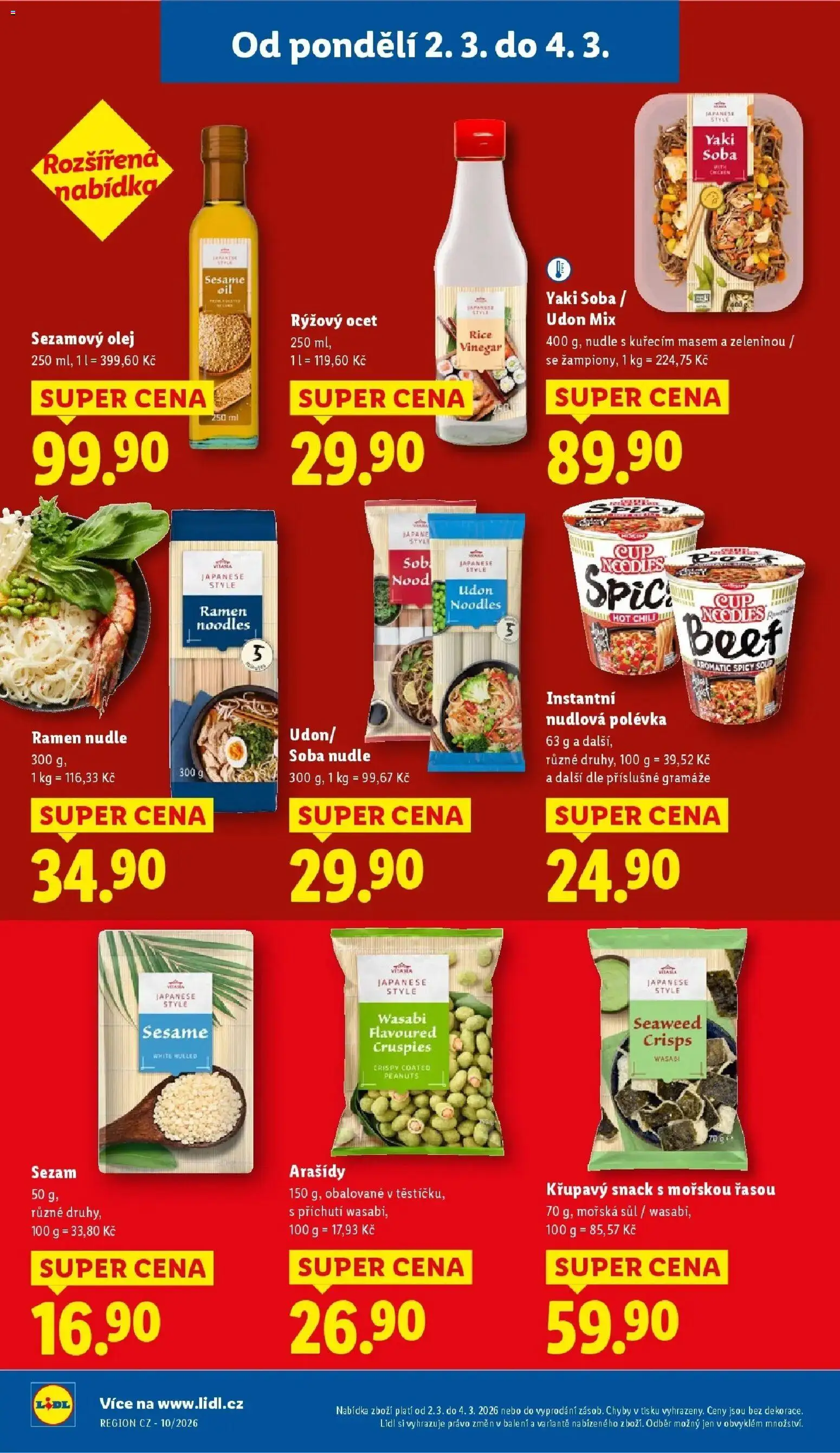 Lidl aktuální leták od 02.03.2026 | Strana: 22 | Produkty: Žampiony, Ocet, Soba nudle, Nudle