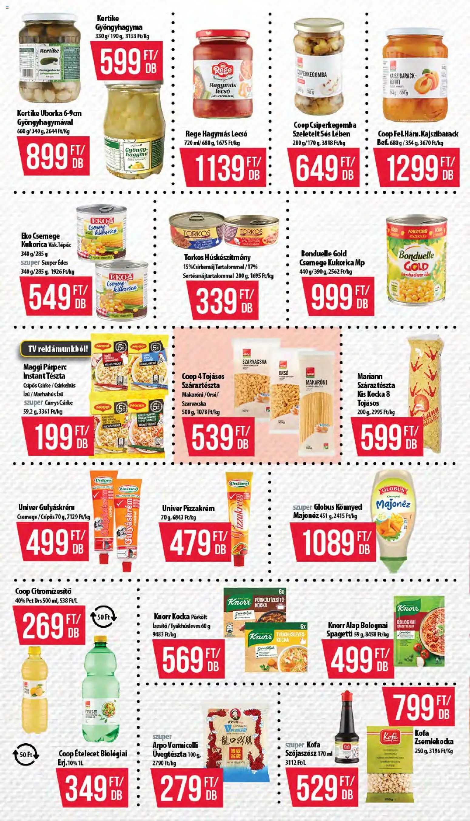 COOP akciós ujság - amely érvényes a következő dátumtól: 16.04.2026 | Oldal: 8 | Termékek: Csemege kukorica, Száraztészta, Uborka, Majonéz