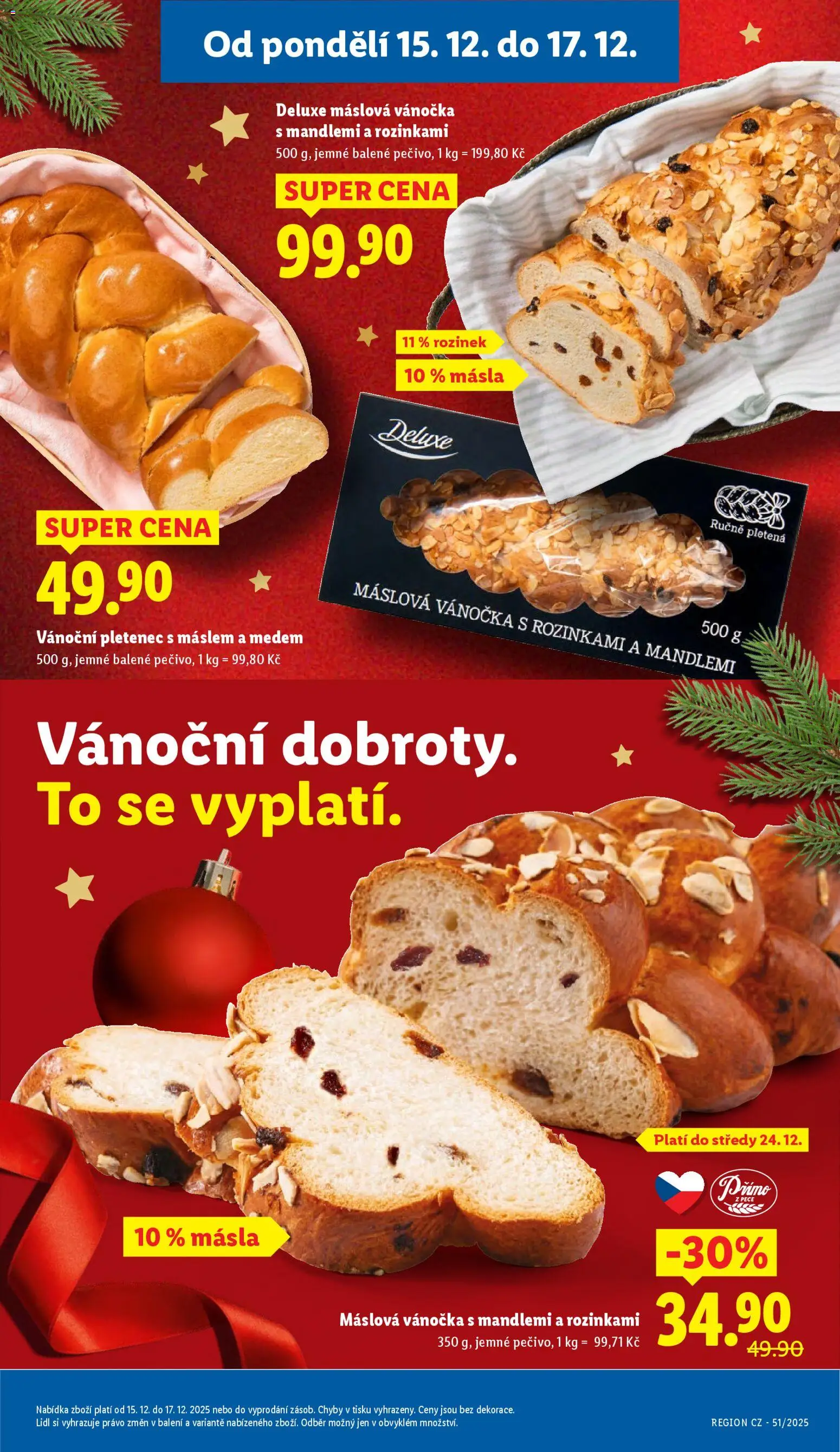 Lidl leták od 15.12.2025 | Strana: 15 | Produkty: Deluxe, Pečivo, Vánočka