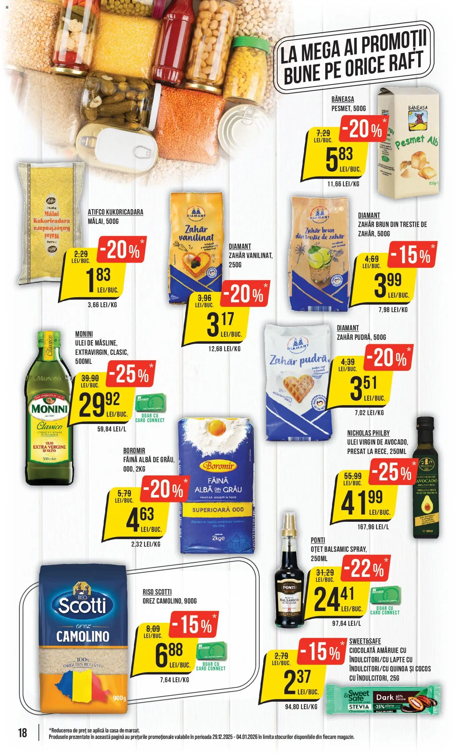 Noul catalog Mega Image – valabil de la 29.12.2025 | Pagină: 18 | Produse: Ulei, Făină, Mălai, Avocado