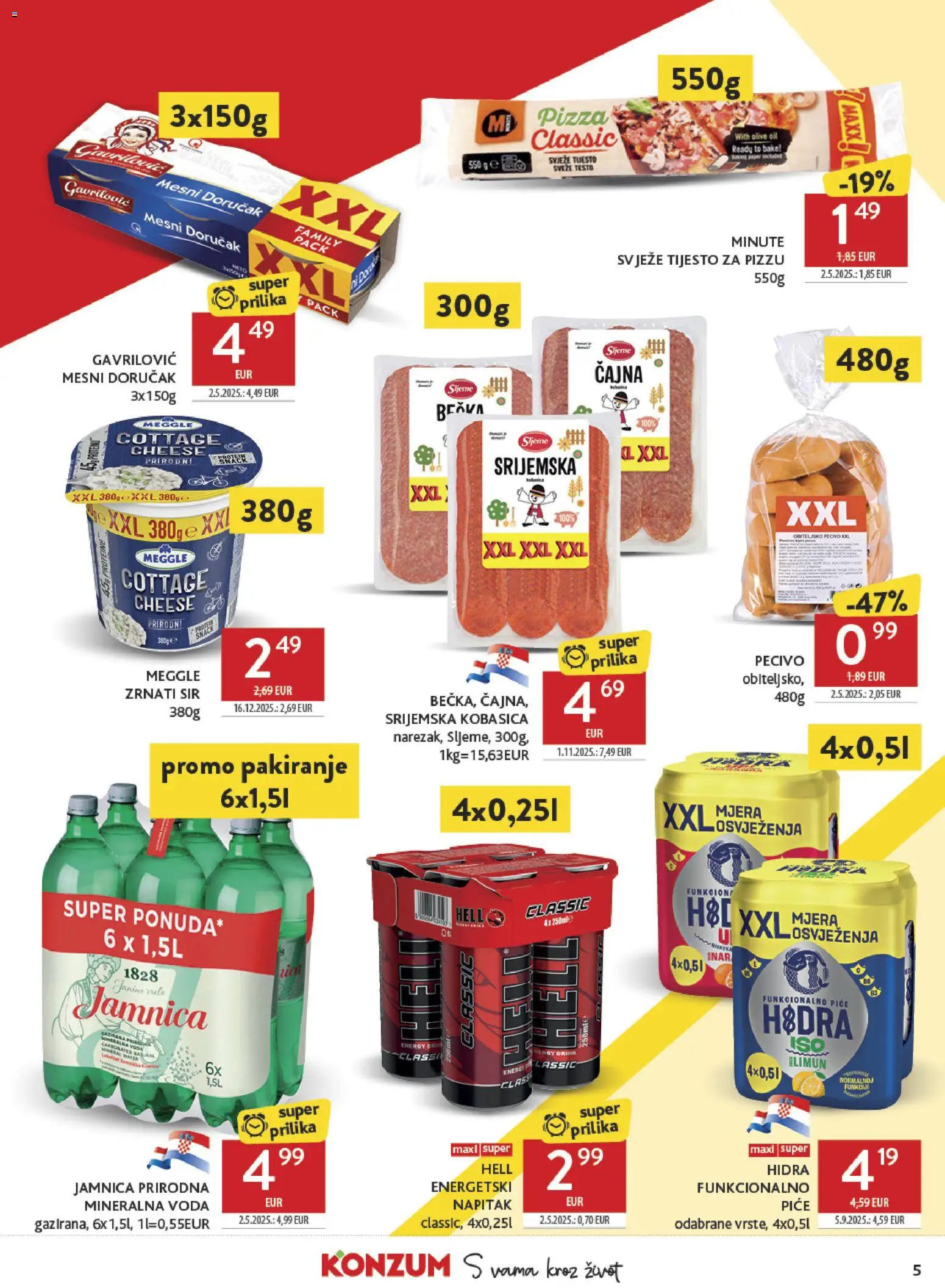 Konzum HR akciós ujság - amely érvényes a következő dátumtól: 14.01.2026 | Oldal: 5 | Termékek: Cottage cheese, Pizza